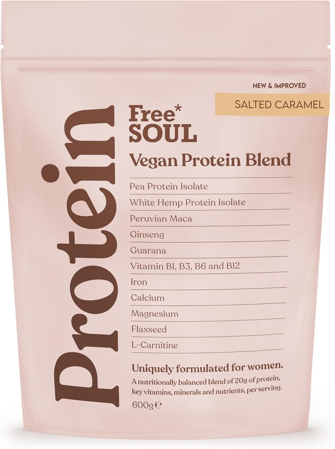Free Soul Vegan Protein Powder - 600G Salted Caramel Flavour