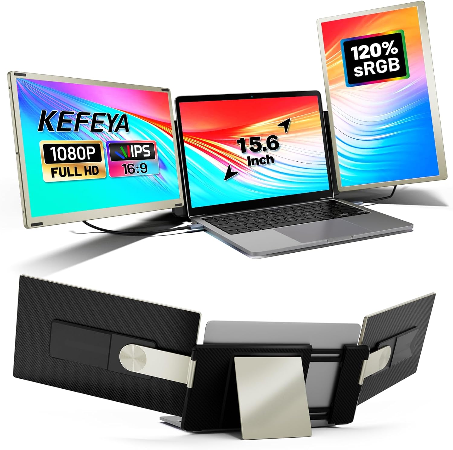 Kefeya 15.6 Inch Laptop Screen Extender S6 Portable Monitor With 120% Srgb And 1920X1080 Resolution