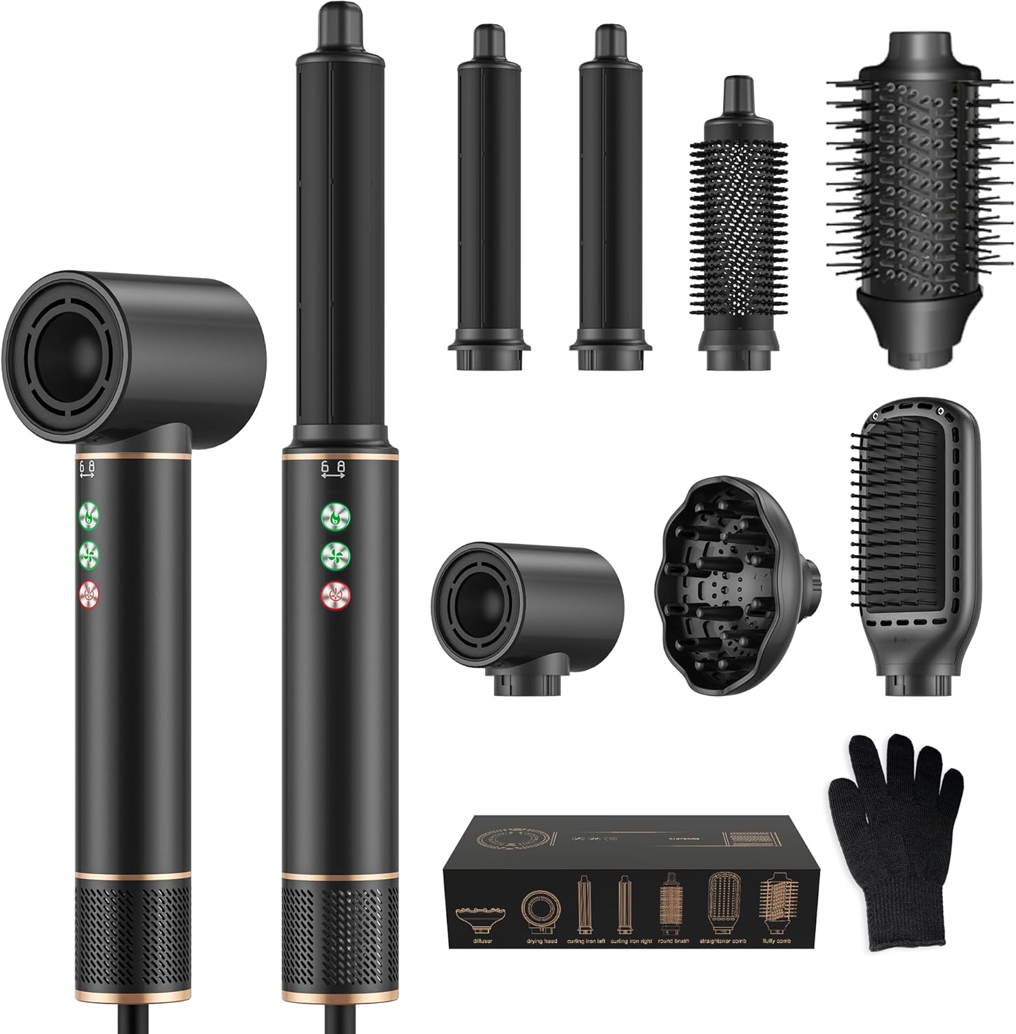 Mogawave Airbrush 7 In 1 Hair Styler With Auto-Wrap Air Curler & Multiple Attachments