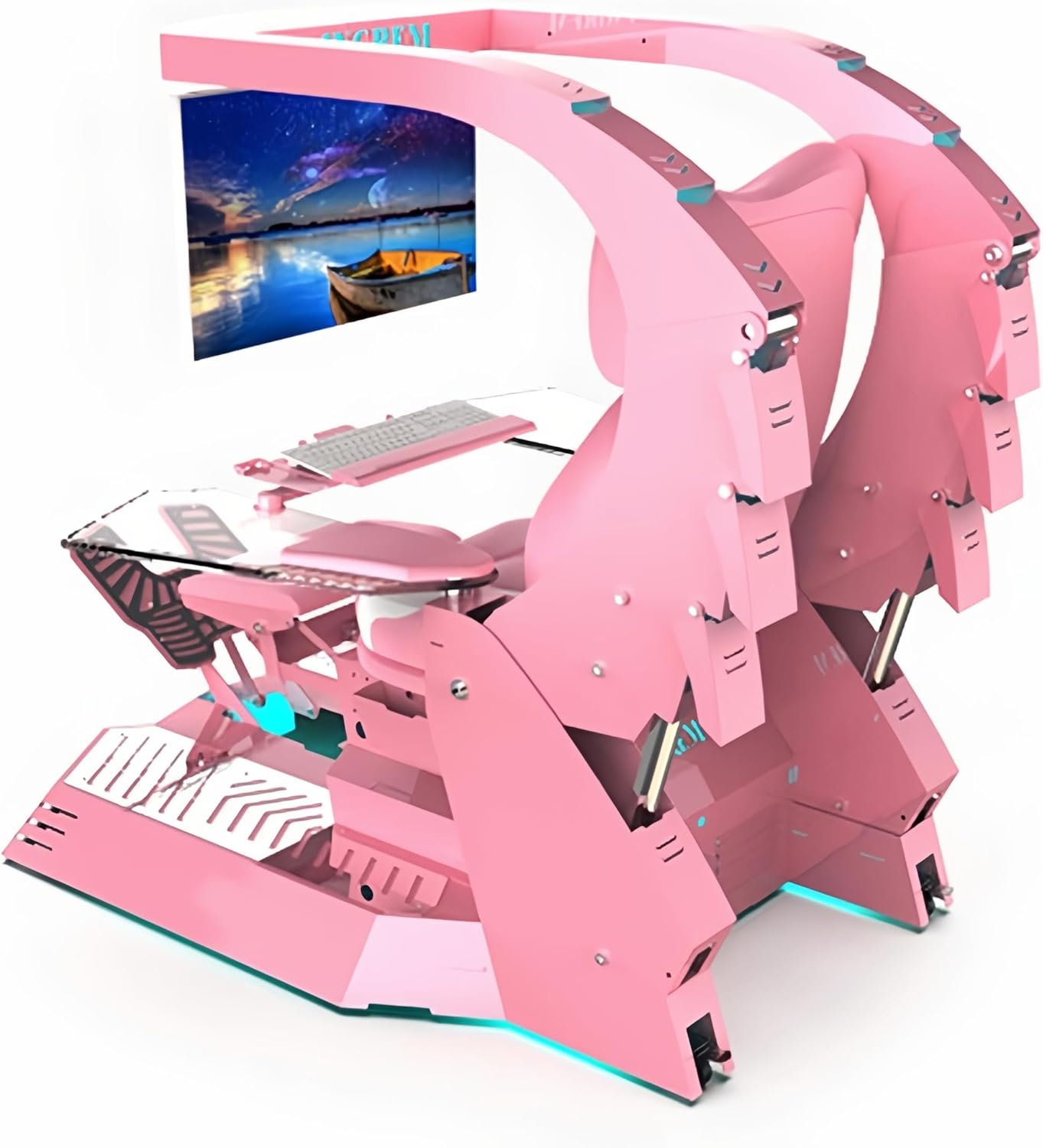 Bddcywy Boss Office Chair Game Cockpit Gaming Chair Pink - De4A6Dflfuyyin5Gy5 Model With Massage & Lumbar Support