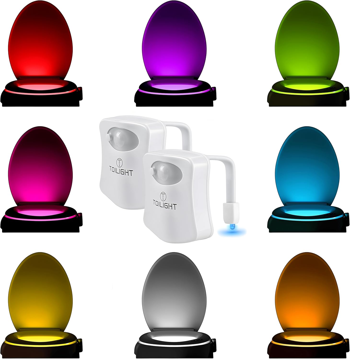 Toilight Tl2Pack 2 Pack The Original Toilet Bowl Night Light Motion Sensor Bathroom Accessory