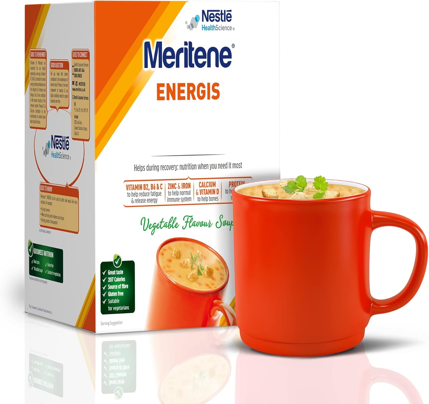 Meritene Energis Vegetable Powder Sachets - 10 Pack, 50G Each, Gluten-Free Nutritional Support Mix With Protein, Vitamins & Minerals