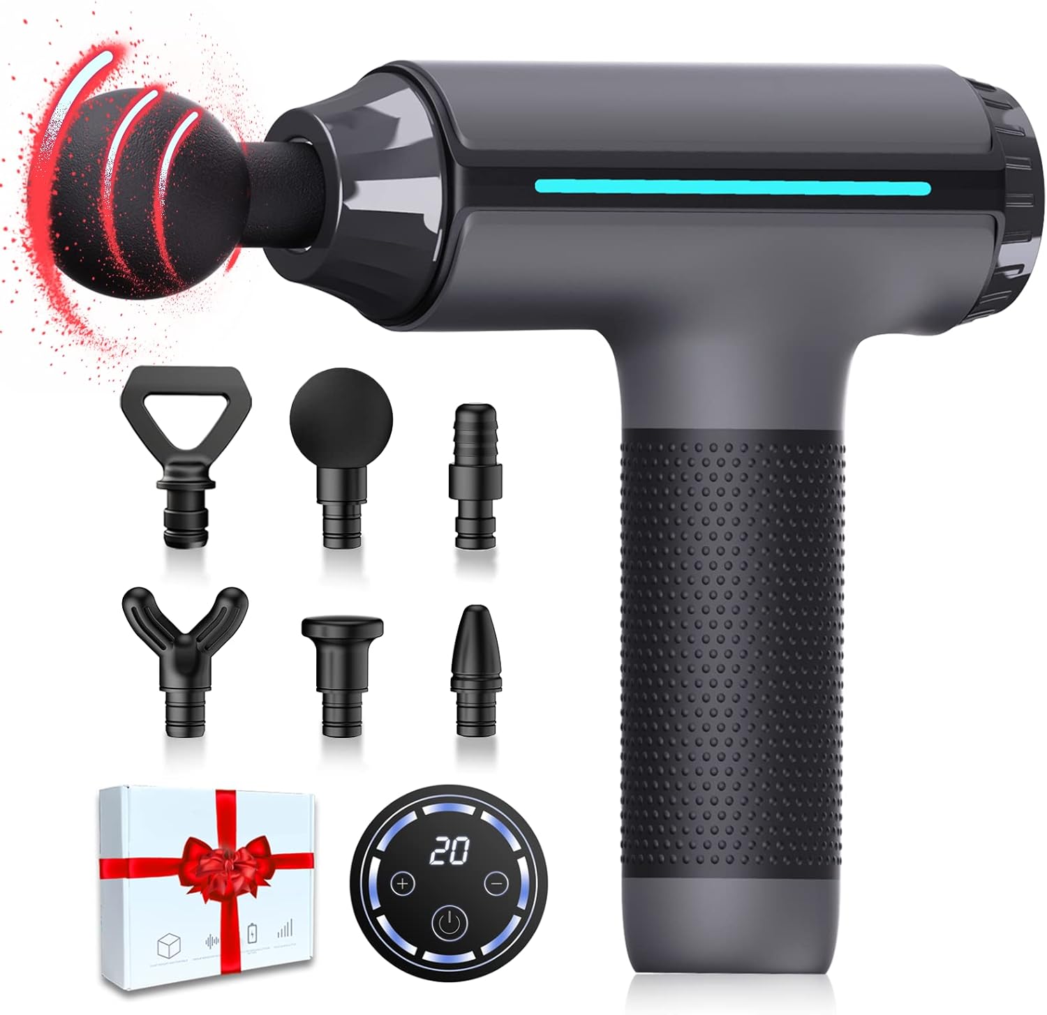 Xllent Deep Tissue Massage Gun - Portable Handheld Muscle Massager With 20 Adjustable Speeds