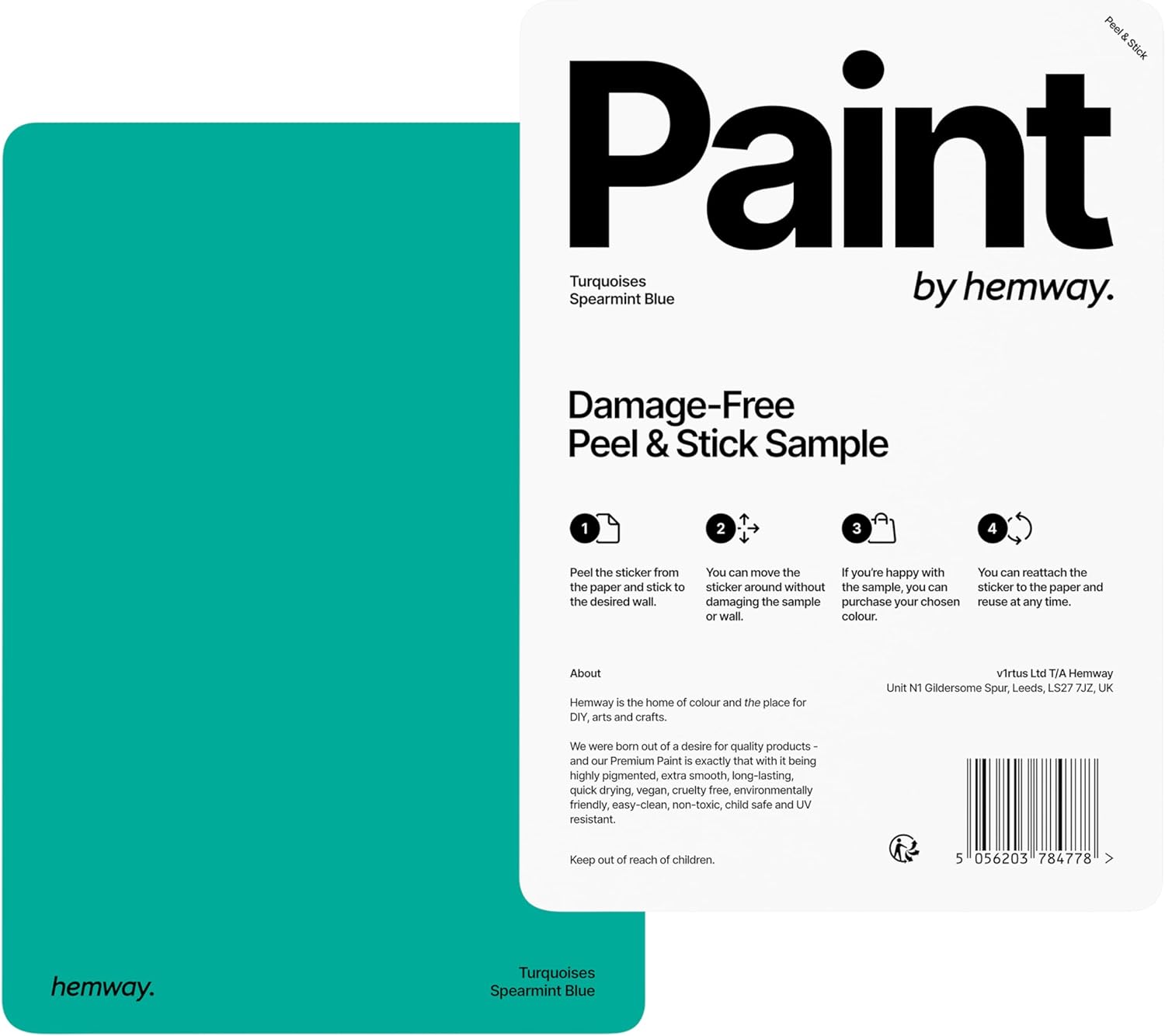 Hemway Spearmint Blue A5 Peel And Stick Interior Paint Sample