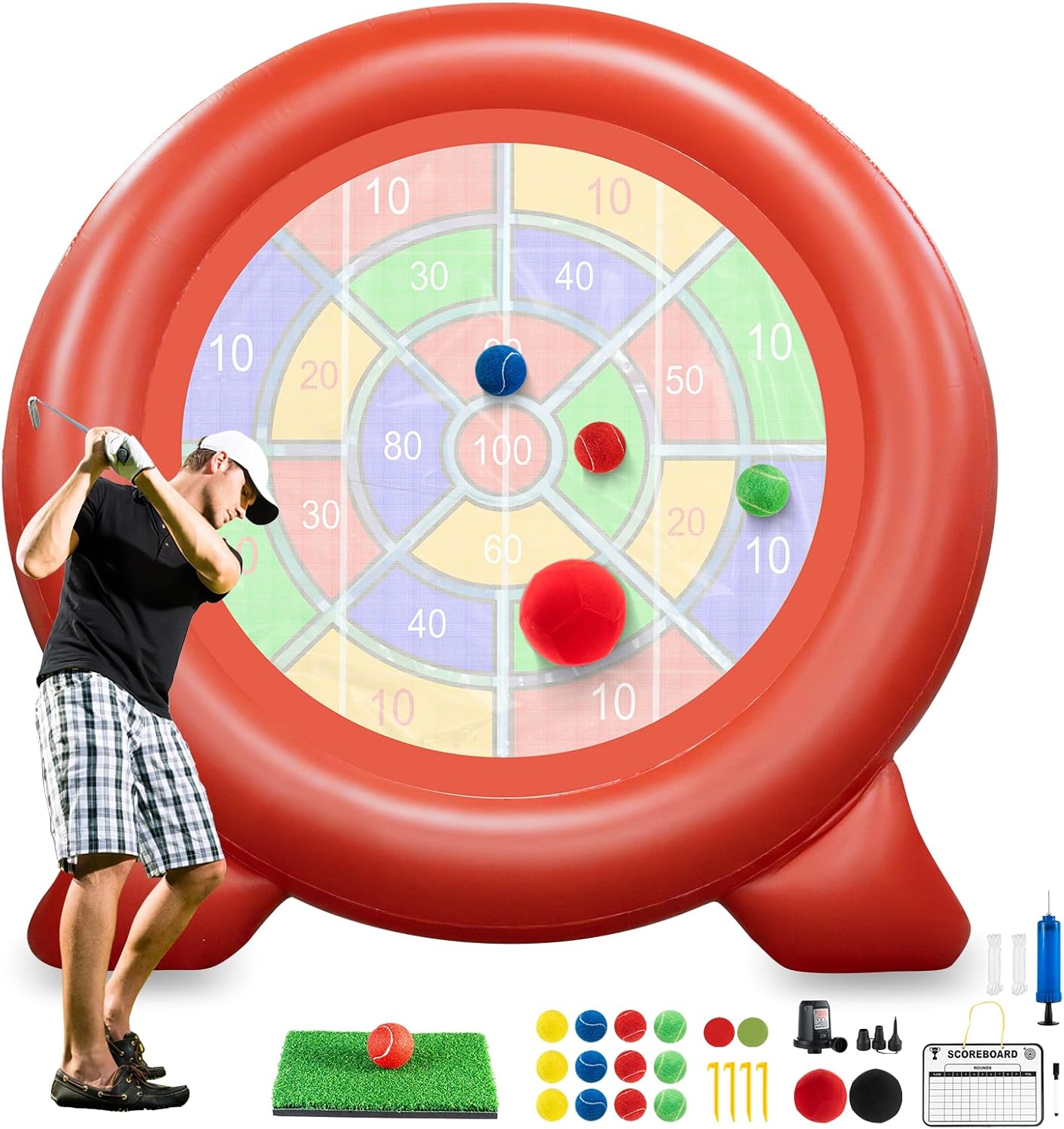 Aontess Giant Inflatable Dart Board Game Gf-R, Outdoor Soccer Darts For Kids & Adults