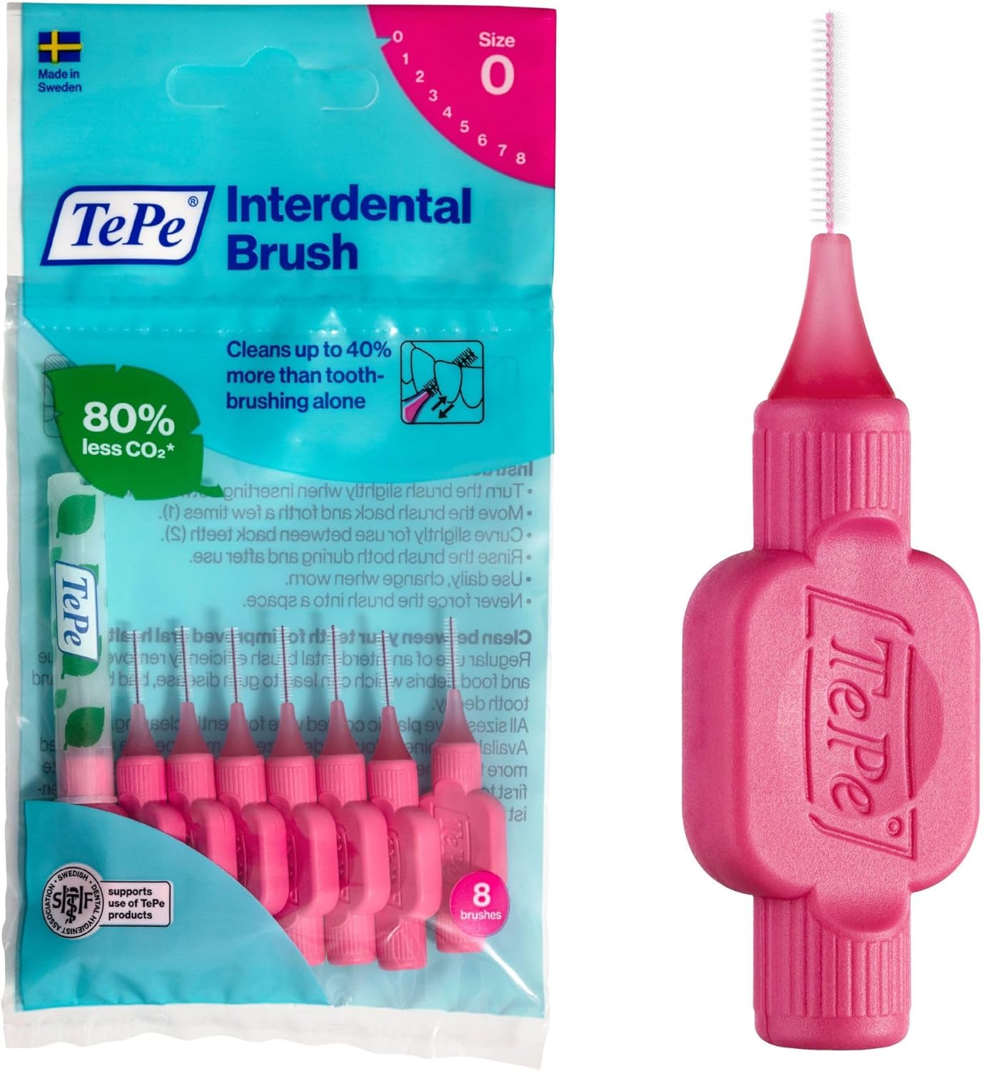Tepe Interdental Brush Original Pink Size 0 (0.4Mm) - 8 Pack
