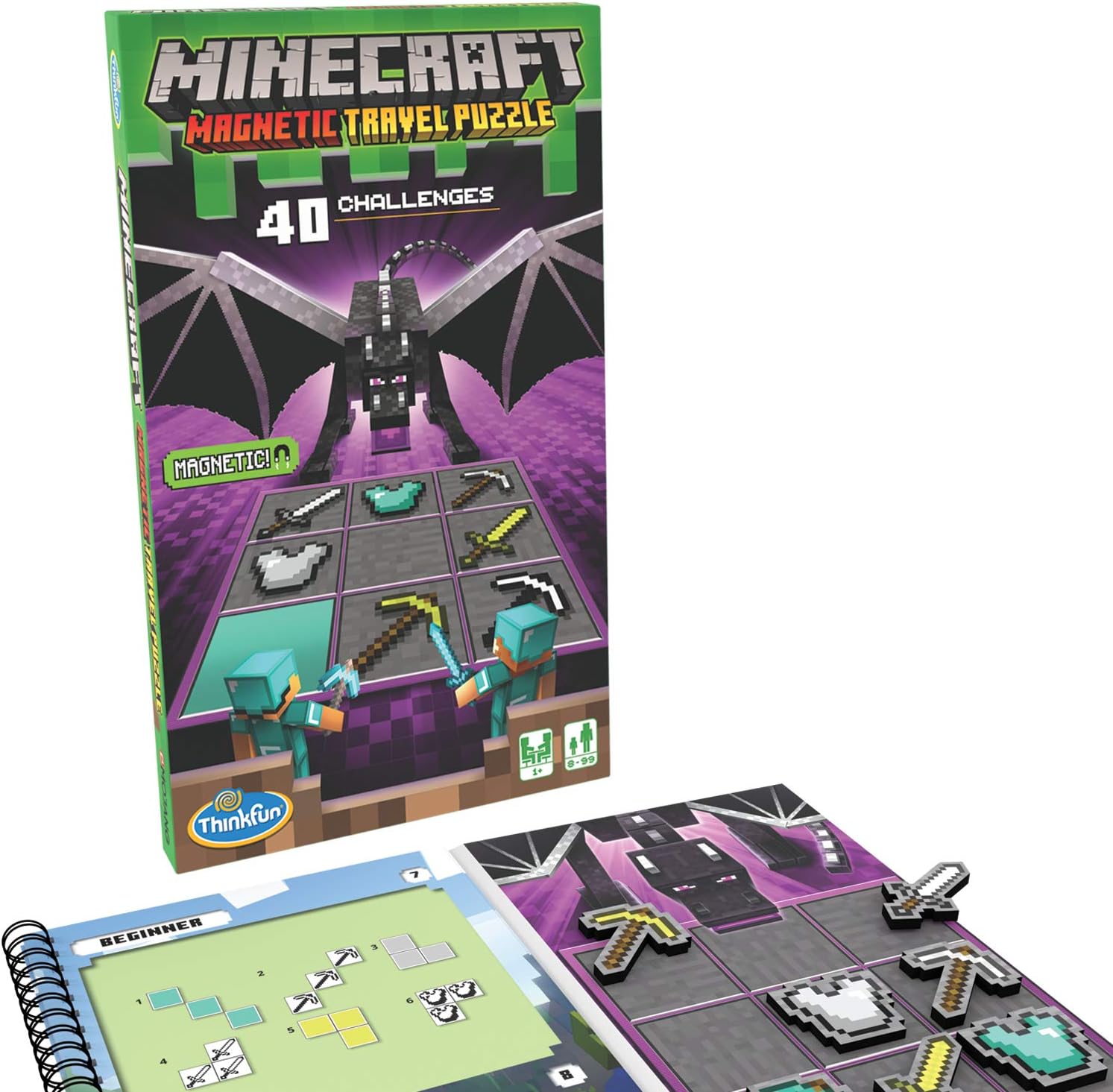 Thinkfun Minecraft Magnetic Travel Puzzle Challenge - Logic Brain Game And Stem Toy