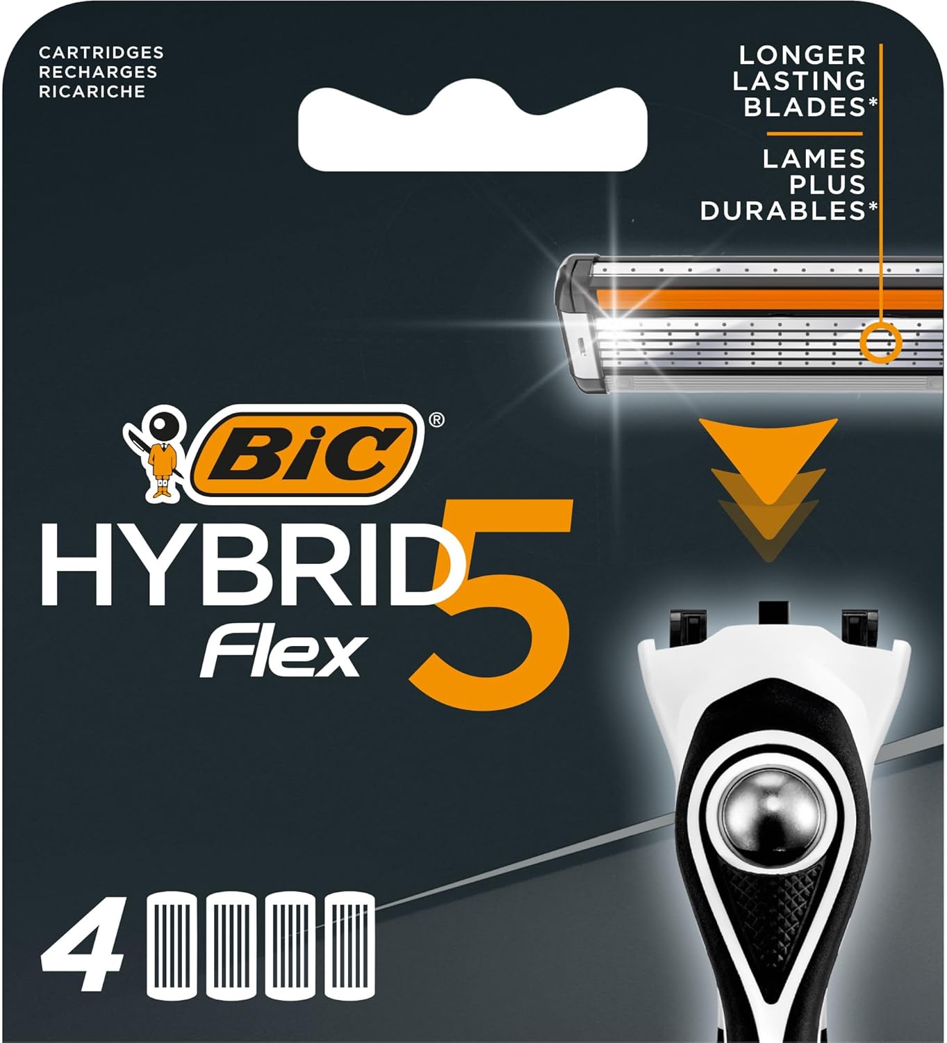 Bic Hybrid 5 Flex Men's Shaver Refills With 5 Moveable Nano-Tech Titanium Coated Razor Blades