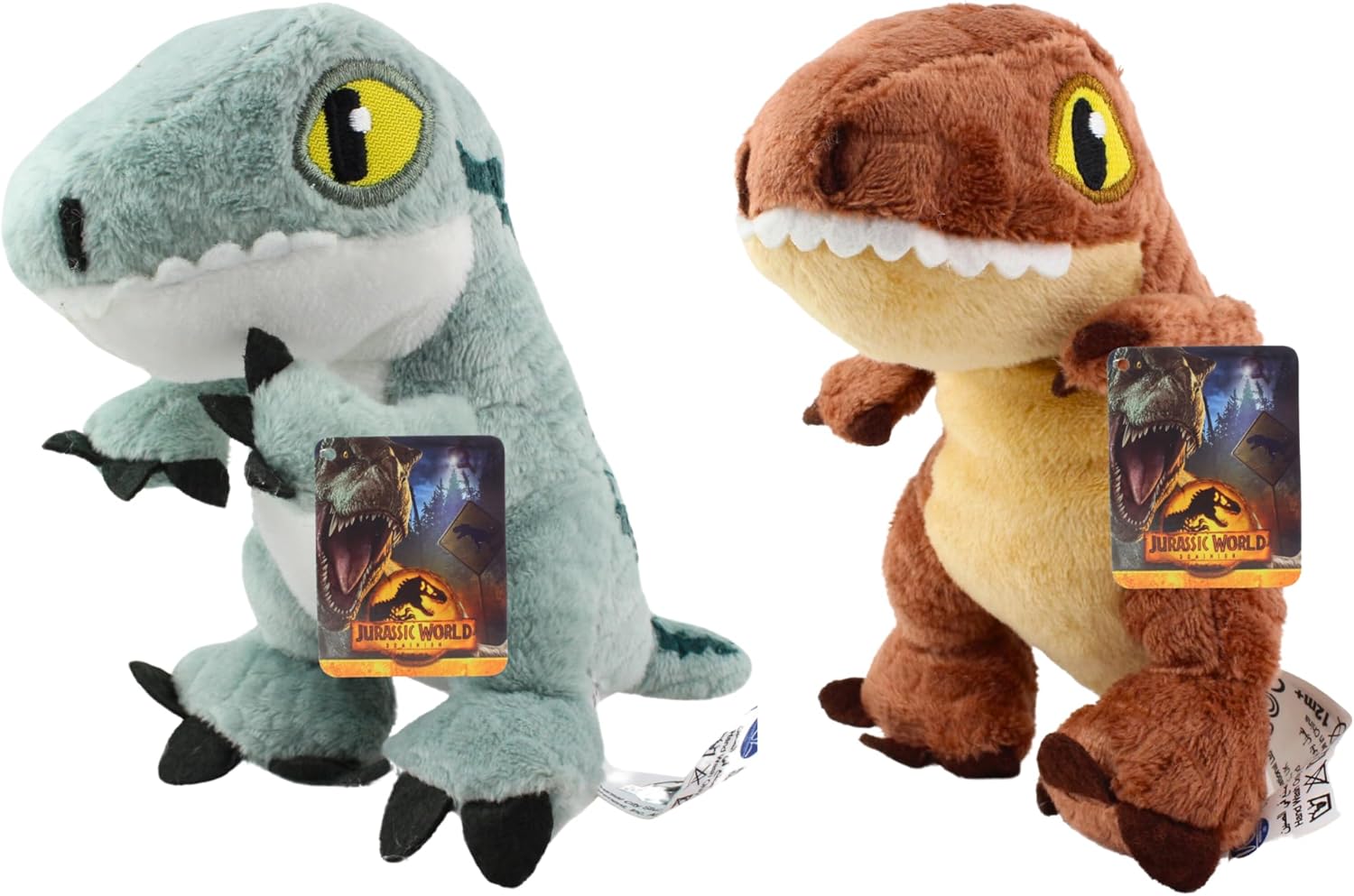 Toptoys2U Jurassic World Dominion Plush Dinosaur Set - Blue Velociraptor & T-Rex 6