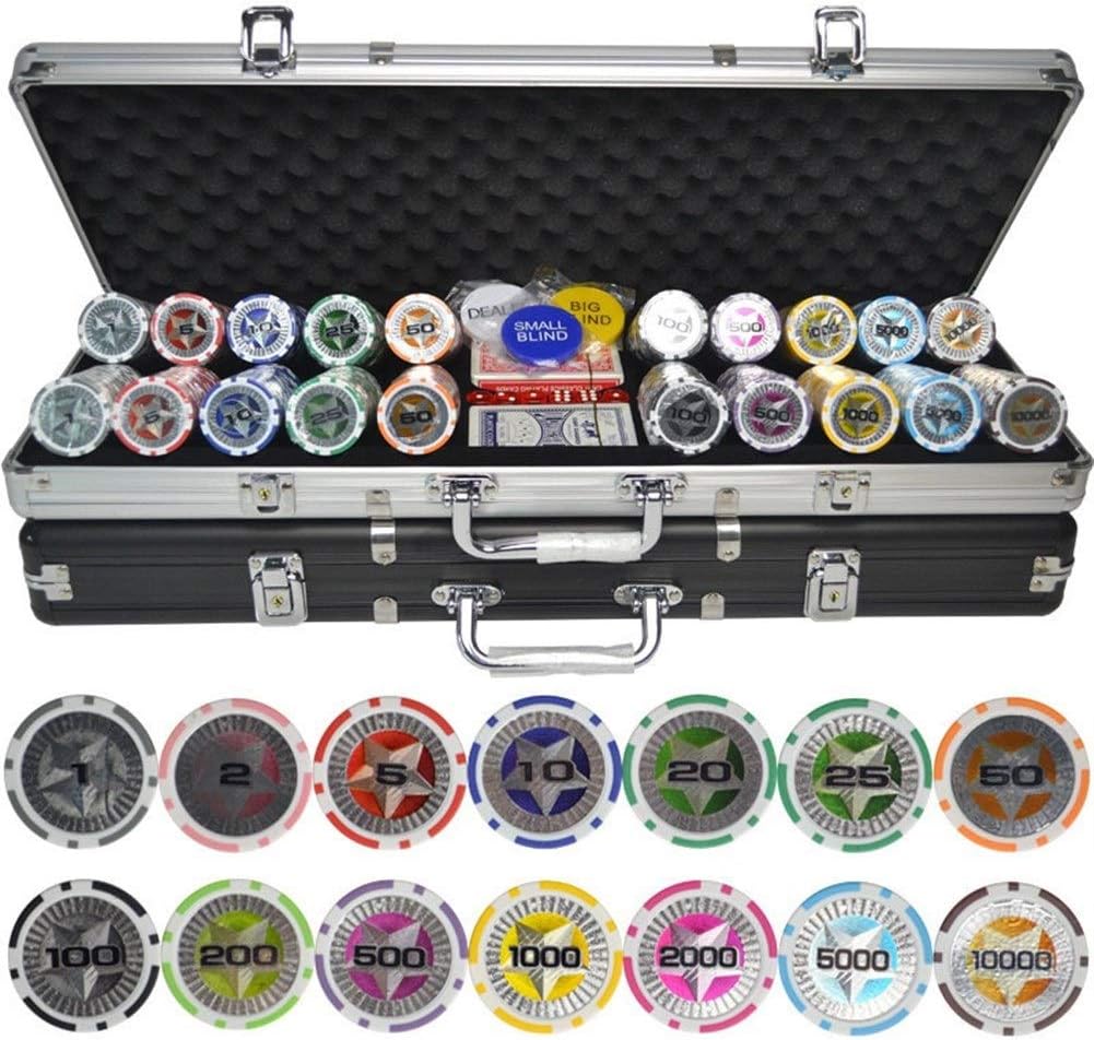 Tx Girl Poker Chips Set With Aluminum Case 500Pcs Black Abs Star Sticker Chips