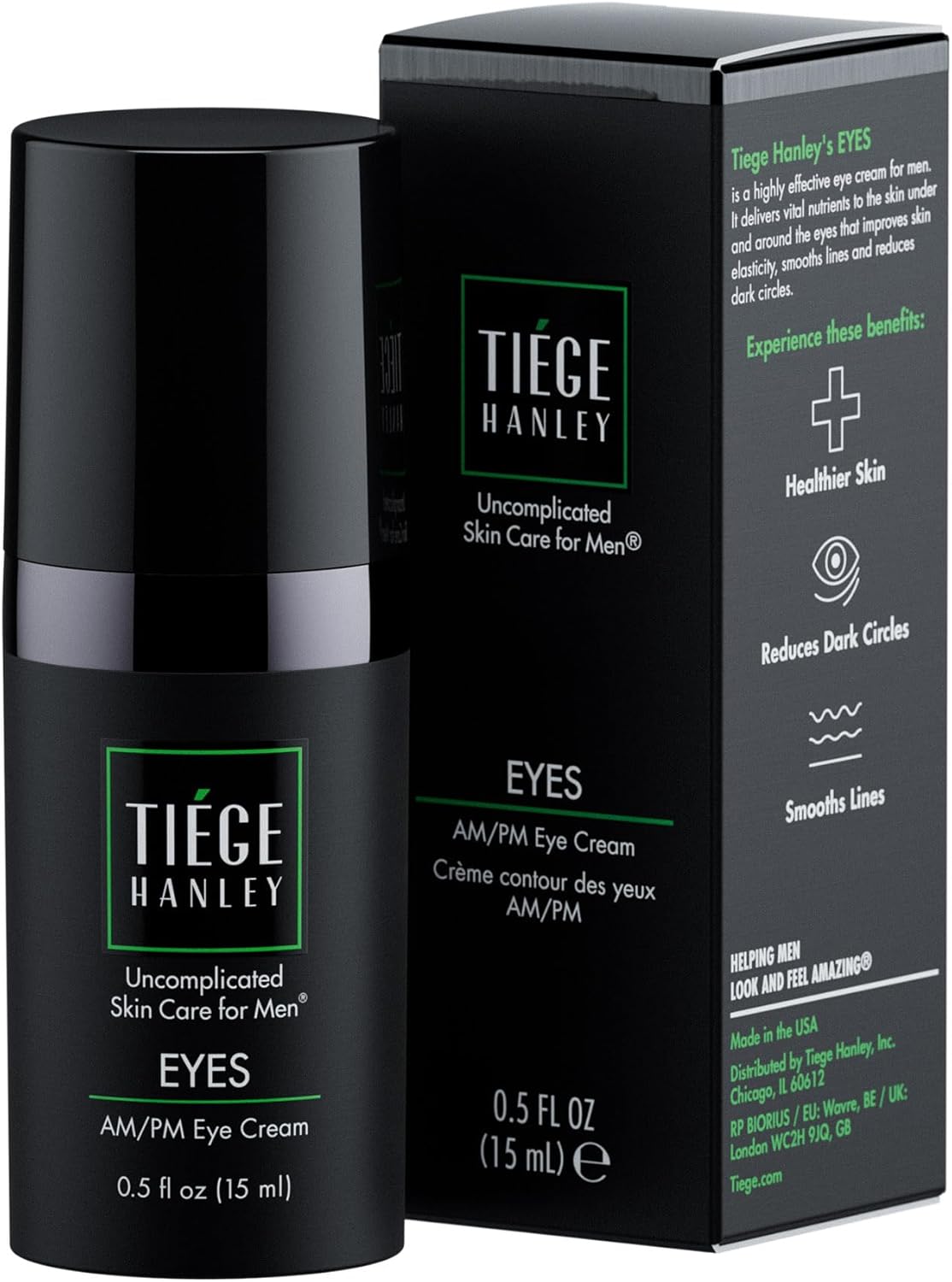 Tiege Hanley Eye Cream For Men - Fragrance Free, Reduces Dark Circles & Wrinkles, 0.5Oz