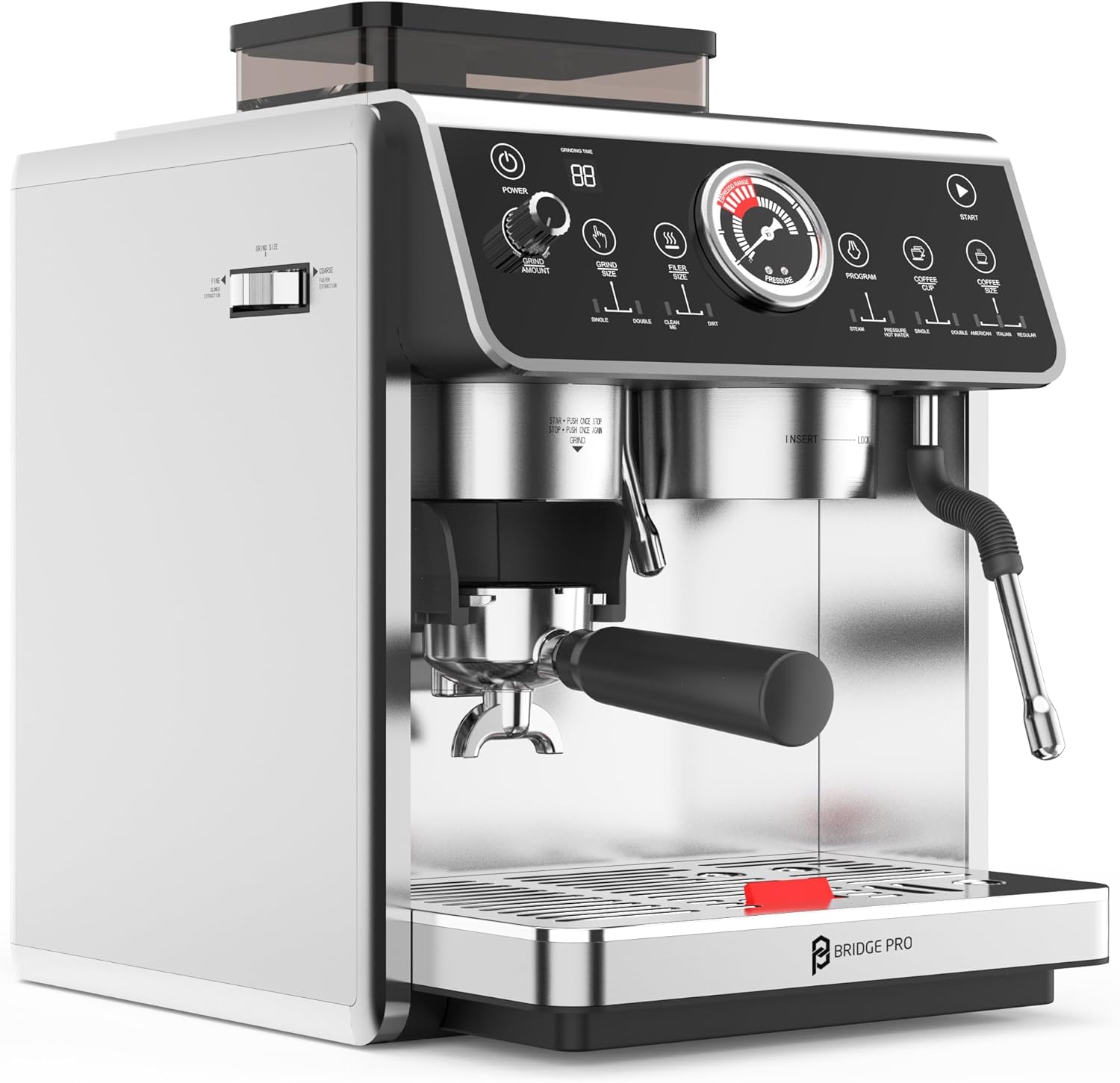 Bridge Pro Semi-Professional Espresso Coffee Machine - Double Boiler System With 20 Bar Extraction And Pid Temperature Control