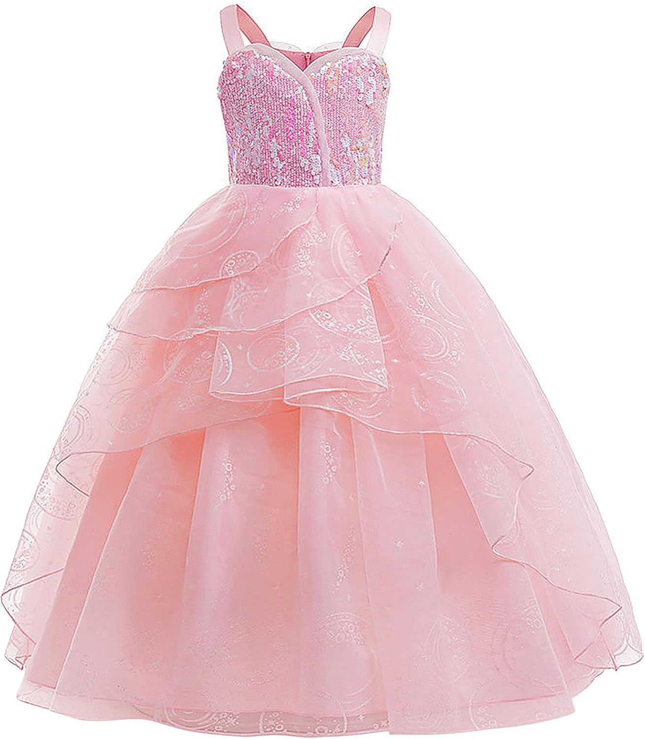 Marendyee Princess Witch Costume For Girls - Pink Halloween Dress With Crown And Wand