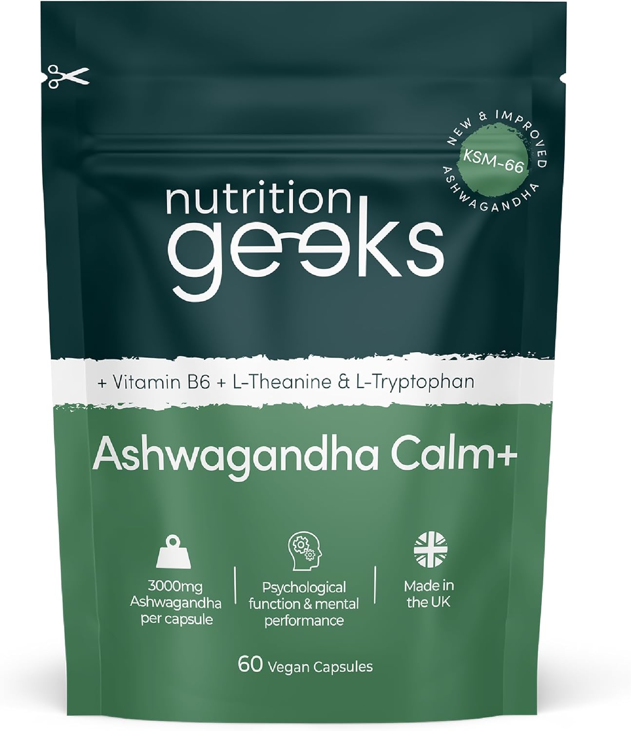 Nutrition Geeks Ashwagandha Ksm-66 Complex 3000Mg - Vegan Sleep Aid & Calm Supplement With Amino Acids & Vitamin B6