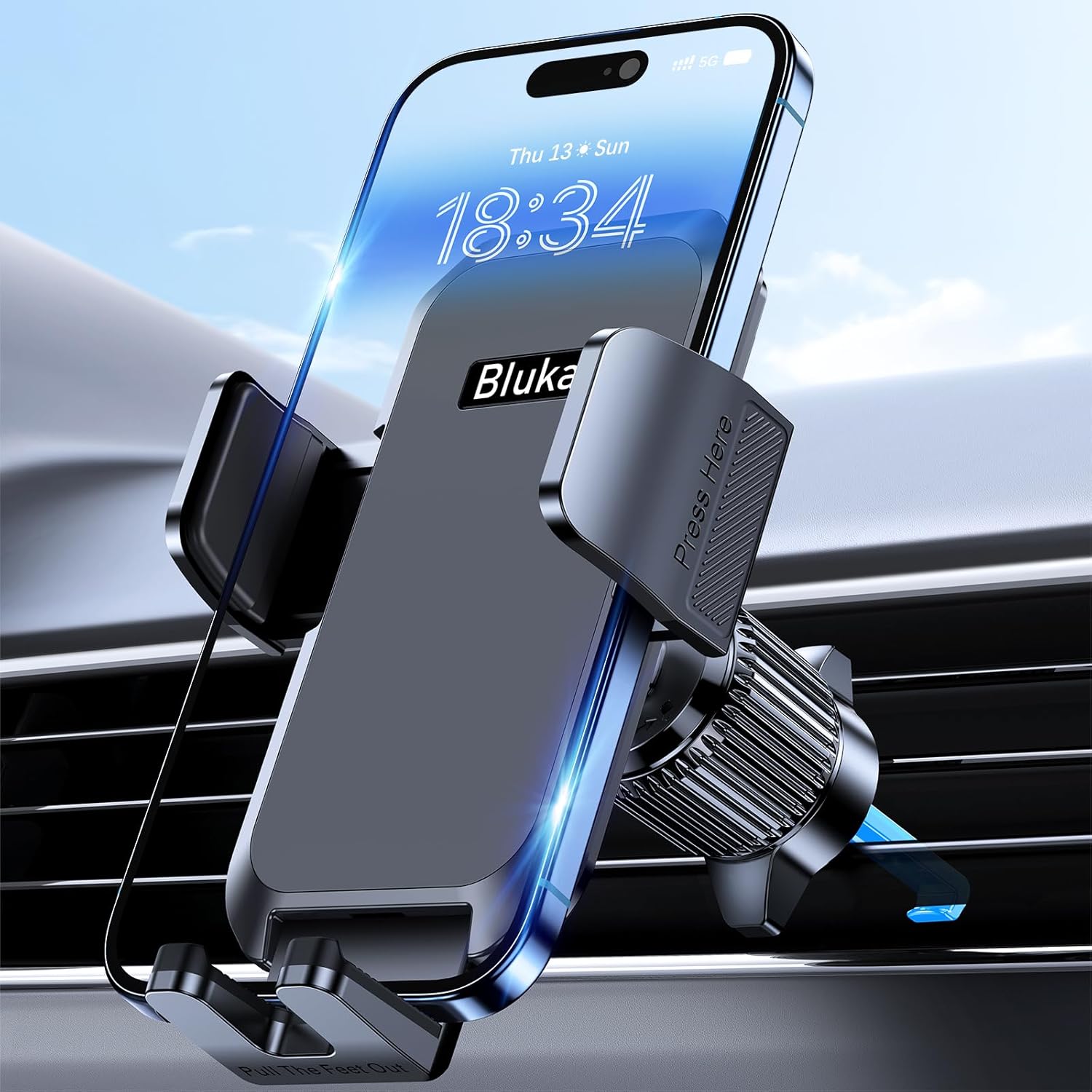 Blukar Car Phone Holder, Air Vent Mount For 4.0''-7.0'' Smartphones, 360° Rotation, One-Button Release