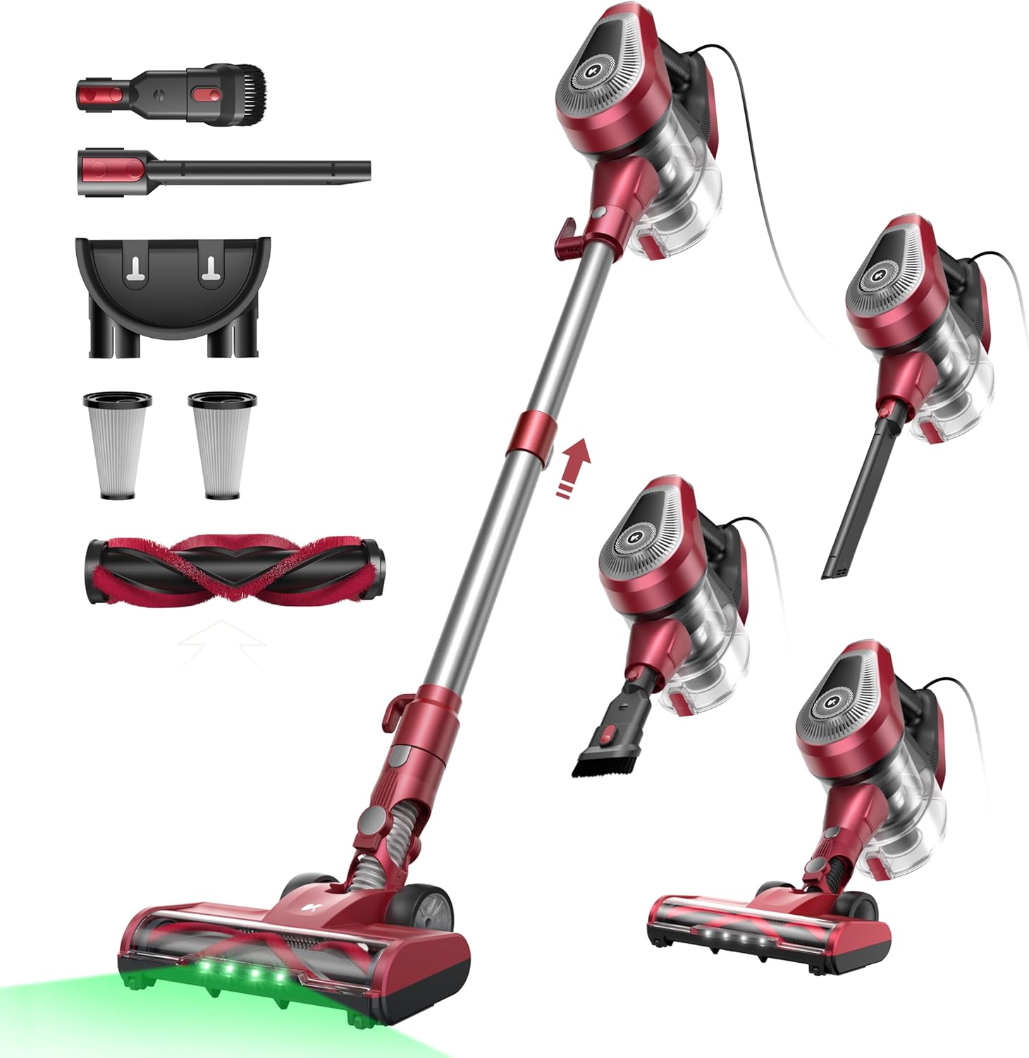 Vexilar C8 Corded Vacuum Cleaner, 600W Powerful Suction Vacuum With Led Lights & 6-In-1 Handheld Stick Design