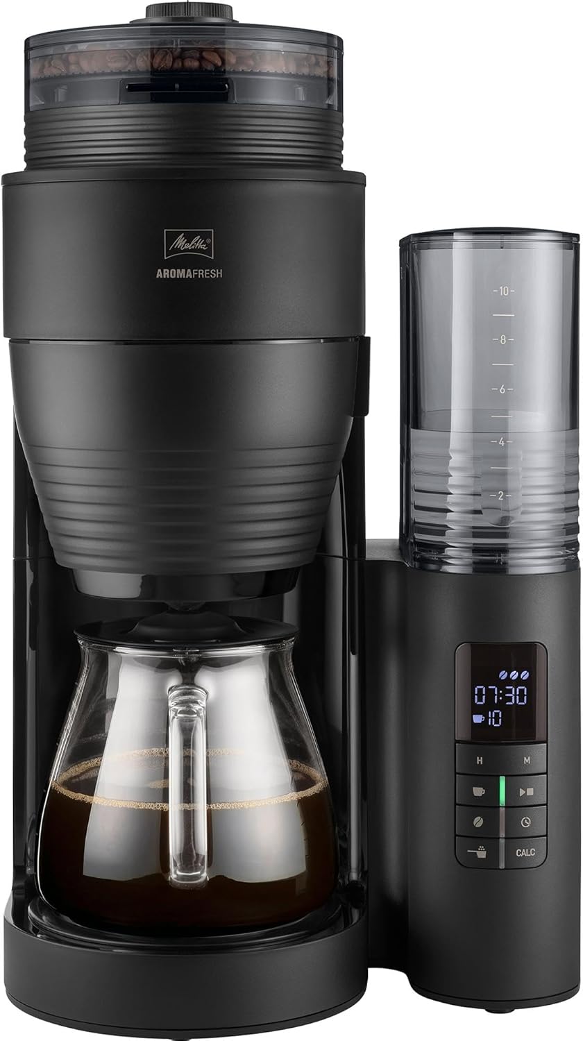 Melitta Aromafresh Ii Filter Coffee Machine With Integrated Ceramic Grinder, Black