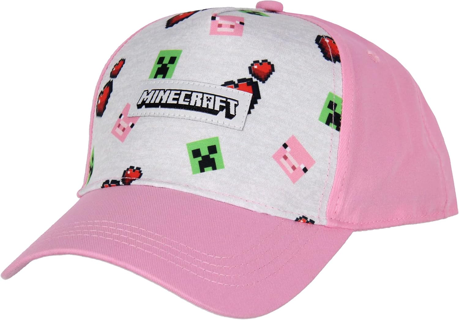 Bioworld Minecraft Youth Hat - Floating Creeper Head Pink Snapback Cap