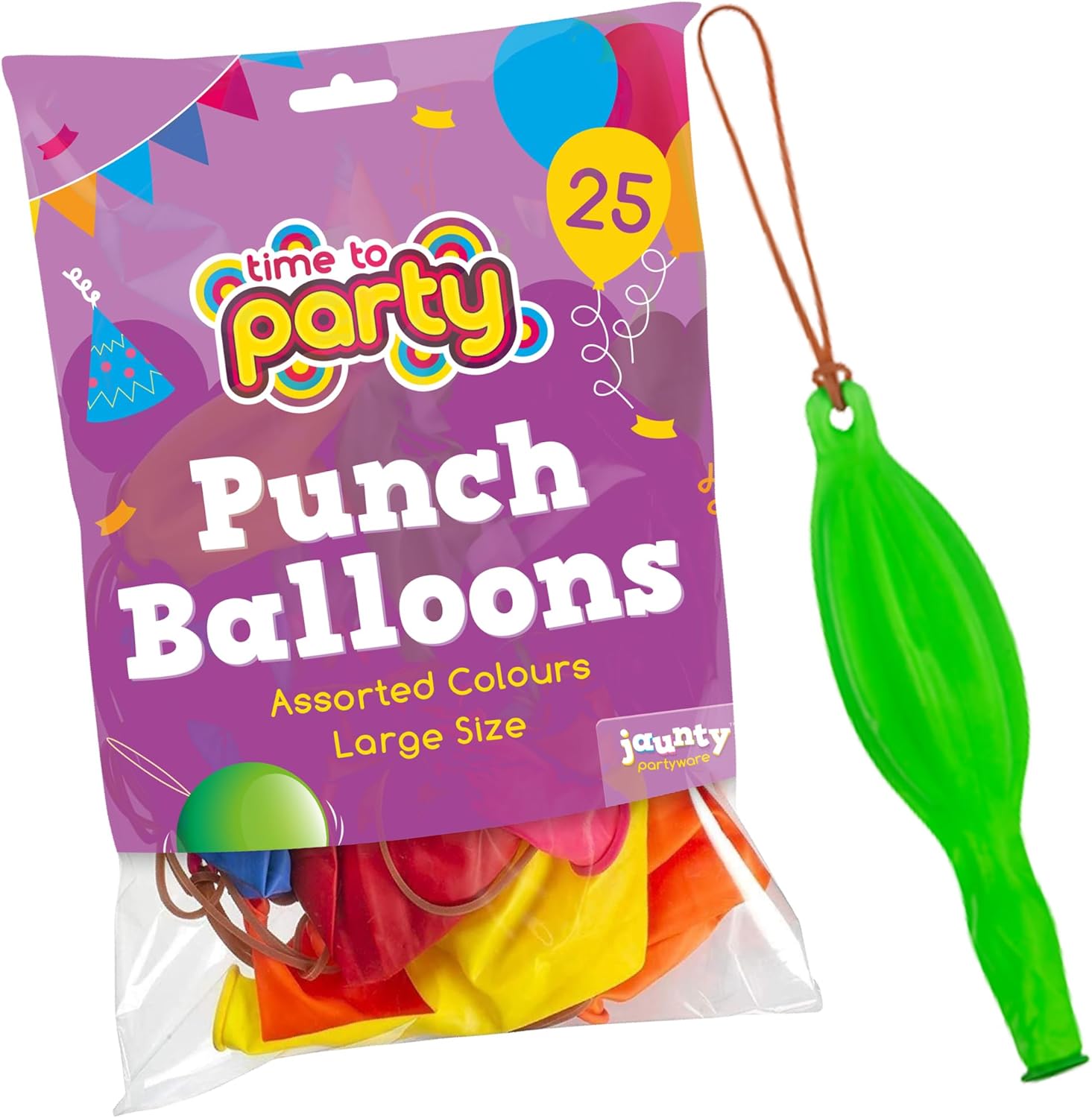 Jaunty Partyware 25X Large Punch Balloons For Kids - Assorted Colours - 12 Inch Latex Balloons