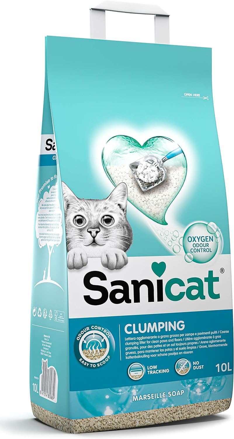 Sanicat Clumping Cat Litter With Marseille Soap Scent, 10L Capacity