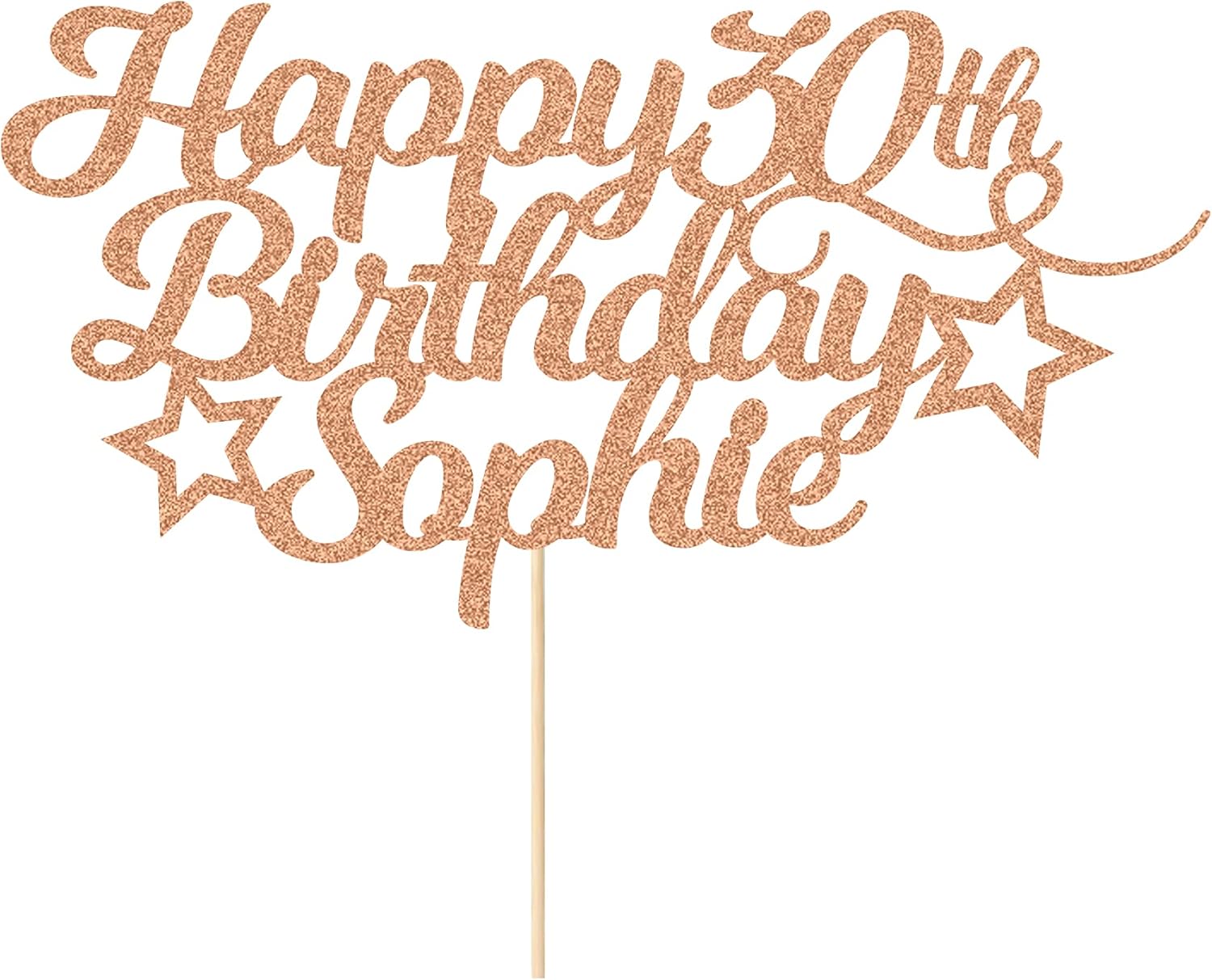 Personalised Happy Birthday Cake Topper By Edsg - Customised Rose Gold Glitter Card Decoration