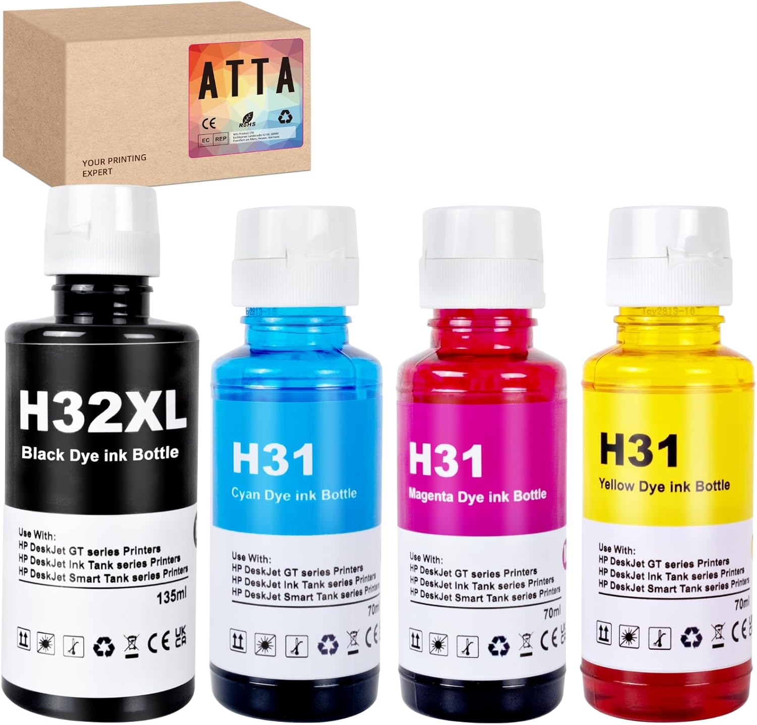 Atta 31 32Xl Ink Bottle Set Replacement For Hp Printers