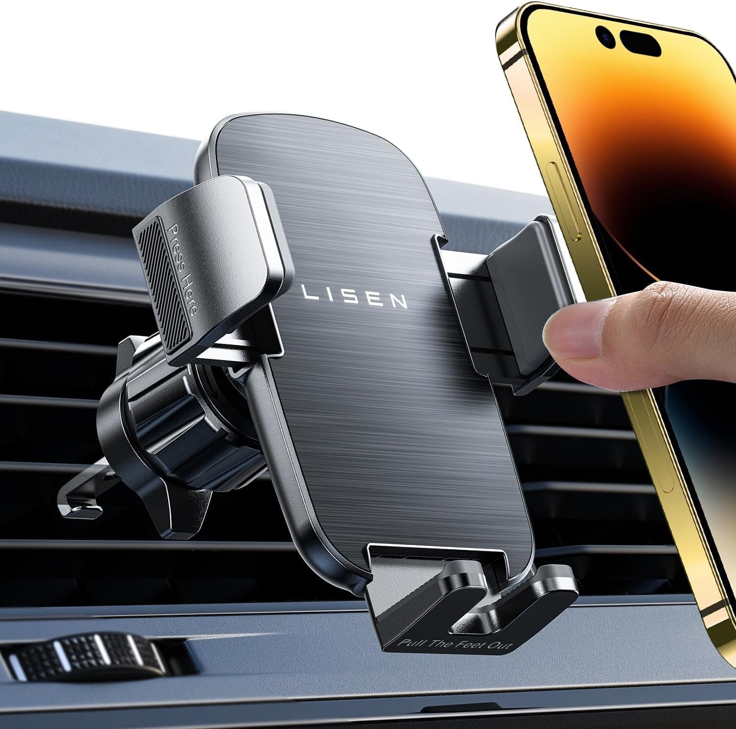 Lisen Car Phone Holder For Air Vent, Compatible With Iphone 16 And Samsung S25 Ultra, 360° Rotation Mount