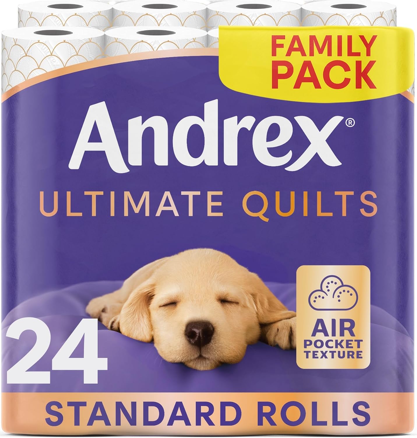 Andrex Ultimate Quilts Toilet Tissue 24 Rolls With Air Pocket Technology
