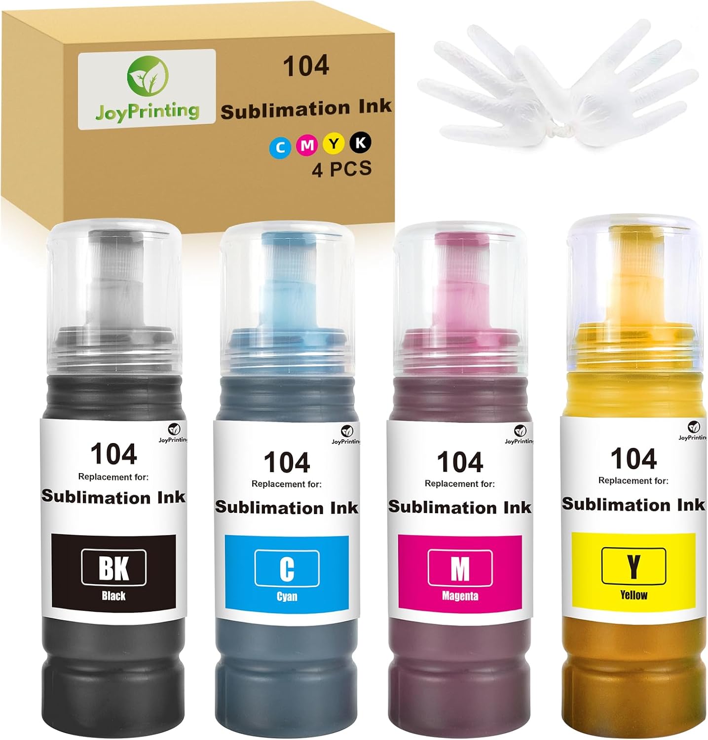 Epson Compatible Sublimation Ink By Joyprinting - 104 Series For Ecotank Printers (Bk/C/M/Y)
