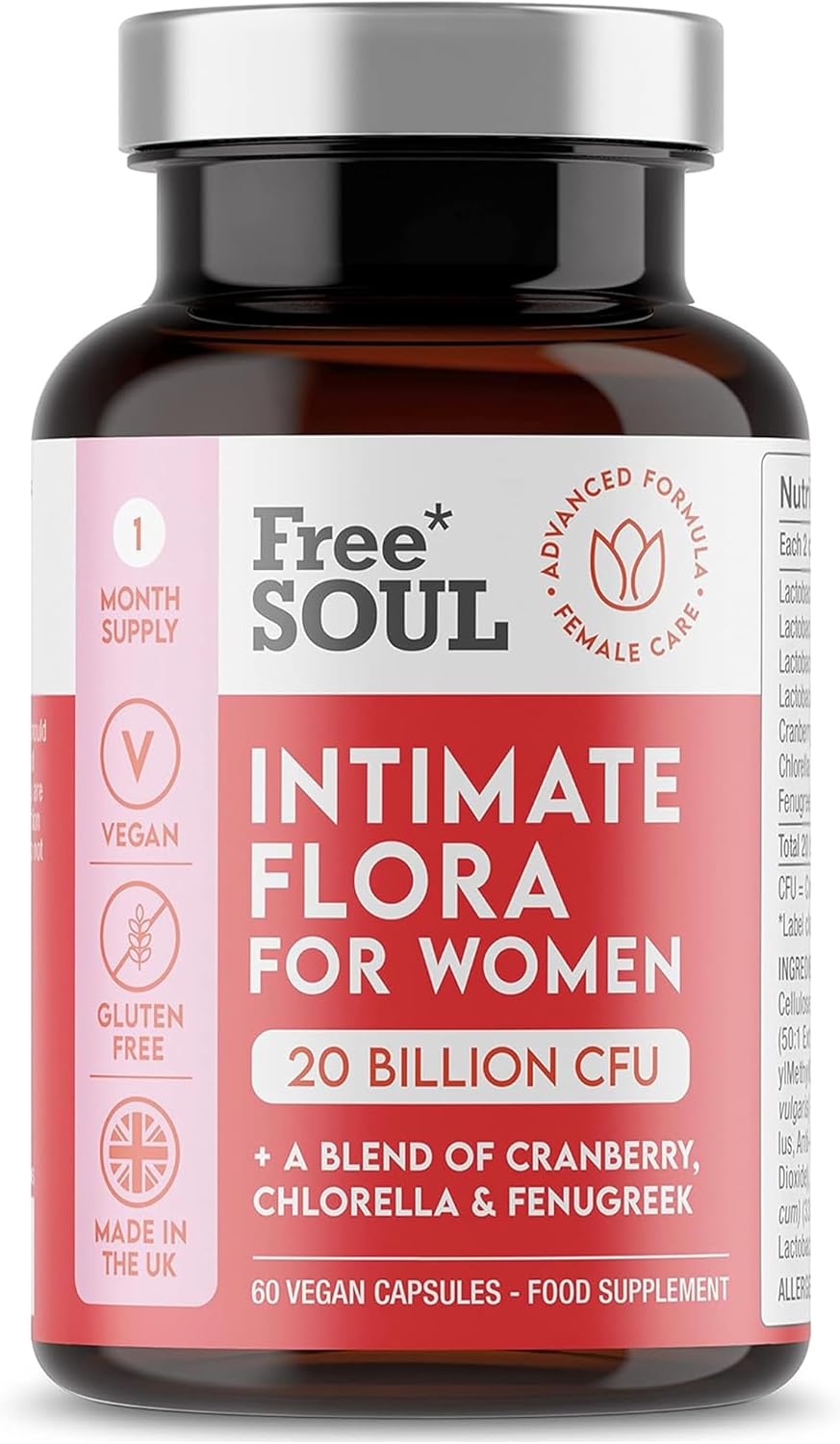 Free Soul Probiotics For Women - 20 Billion Cfu With Cranberry & Natural Extracts, 60 Capsules