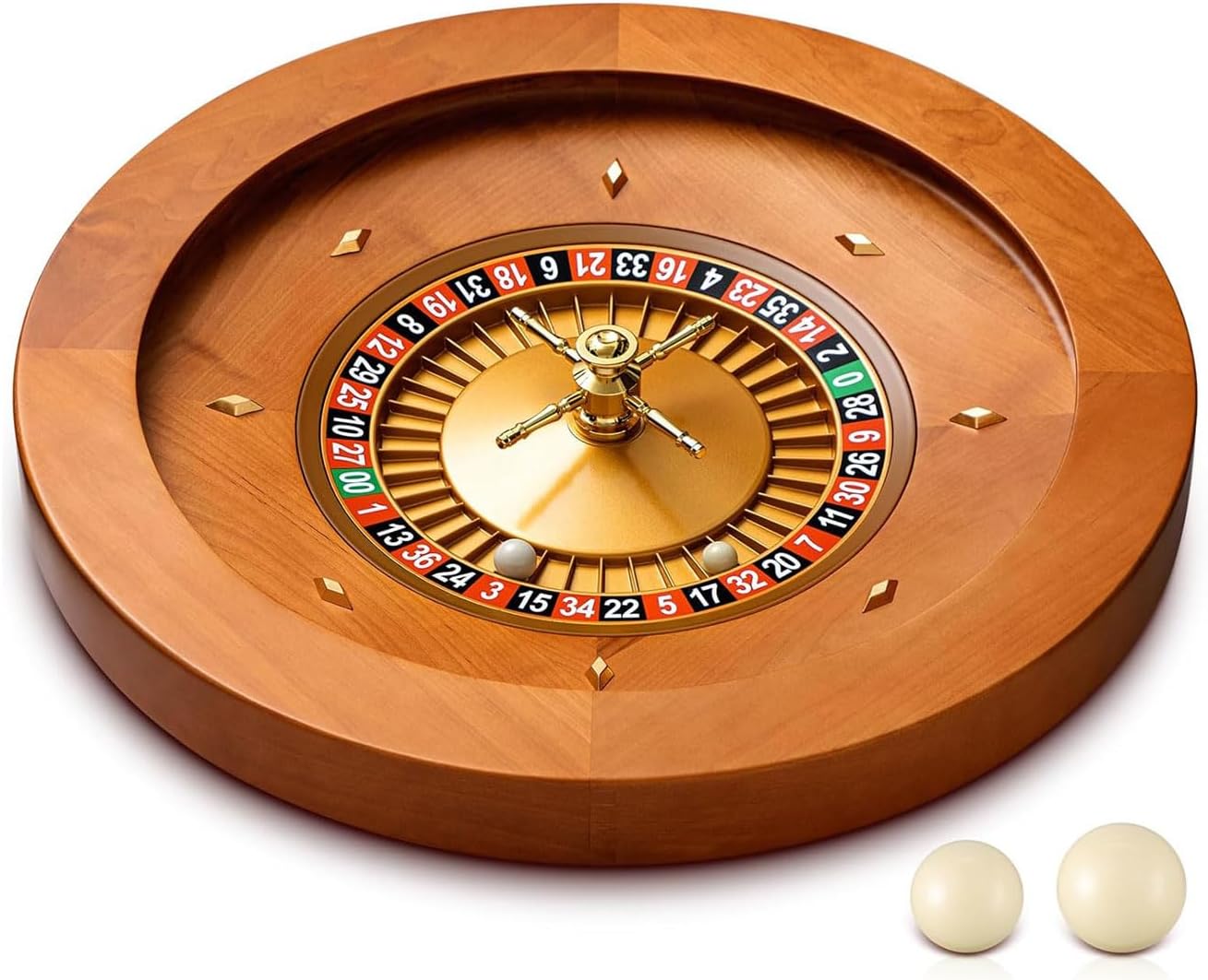 Atijaa Wooden Roulette Wheel 20Cm Diameter Casino Grade Precision Bearings