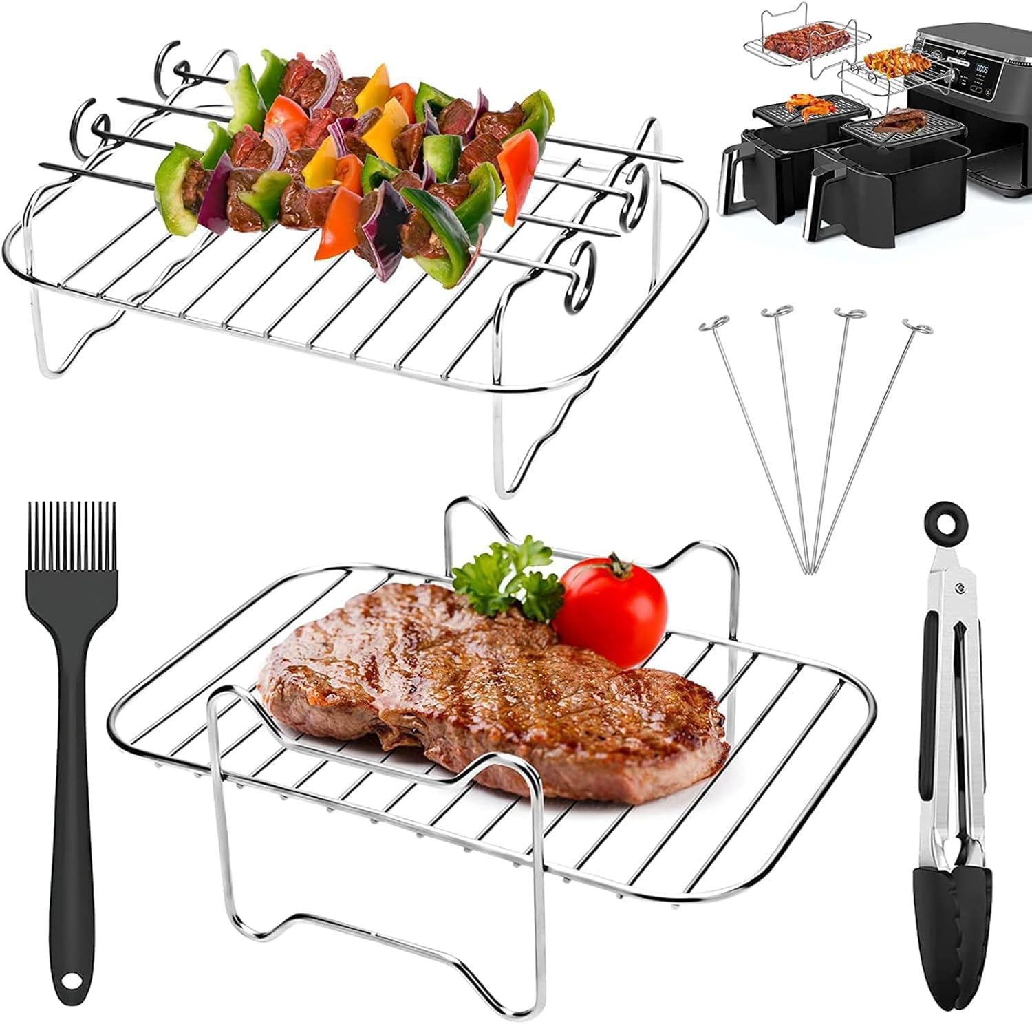 Naarus Air Fryer Racks Set Compatible With Ninja Af400Uk & Af451Uk