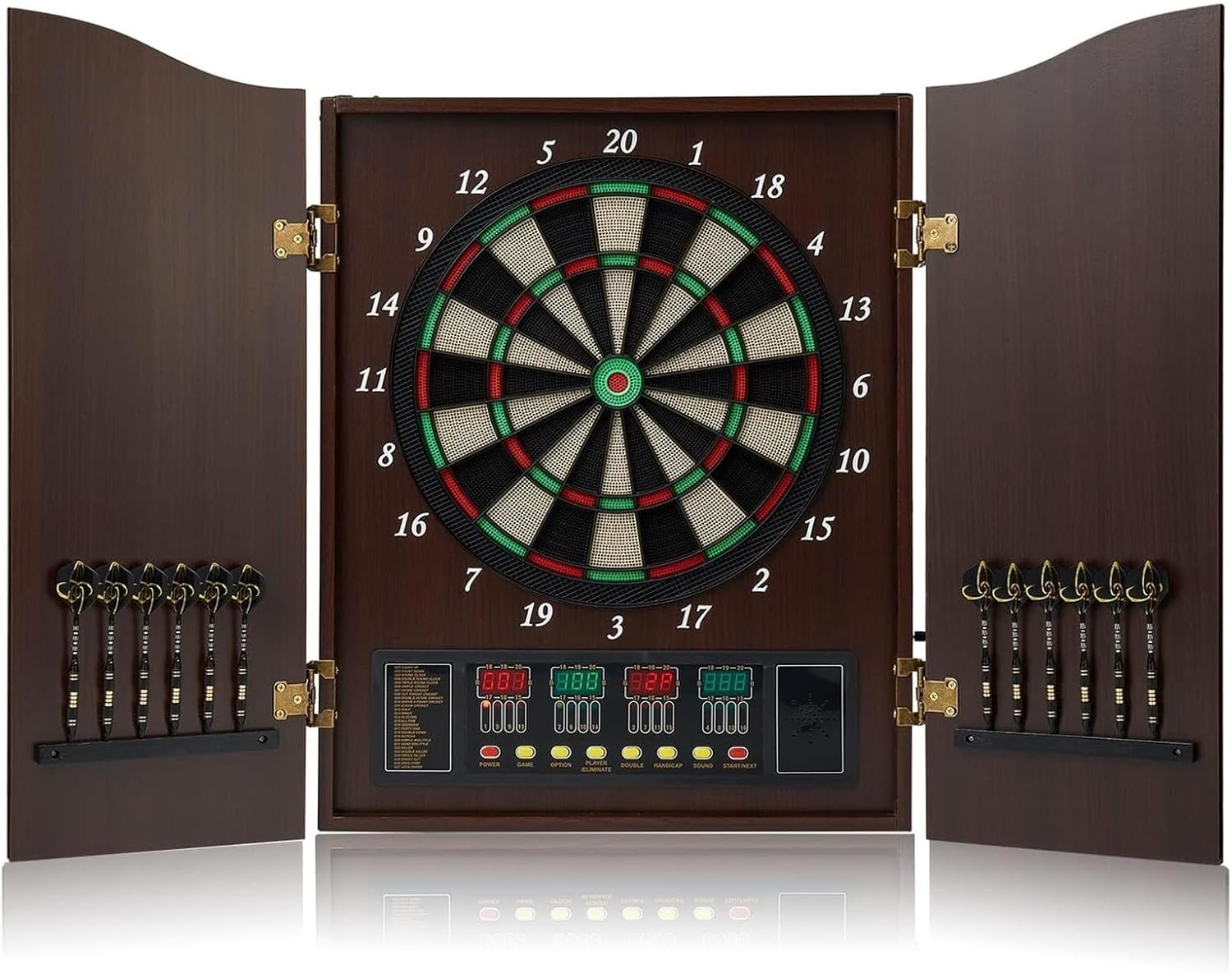 Generic Electric Dartboard Set With Cabinet And Automatic Scoring, 27 Games And Led Display