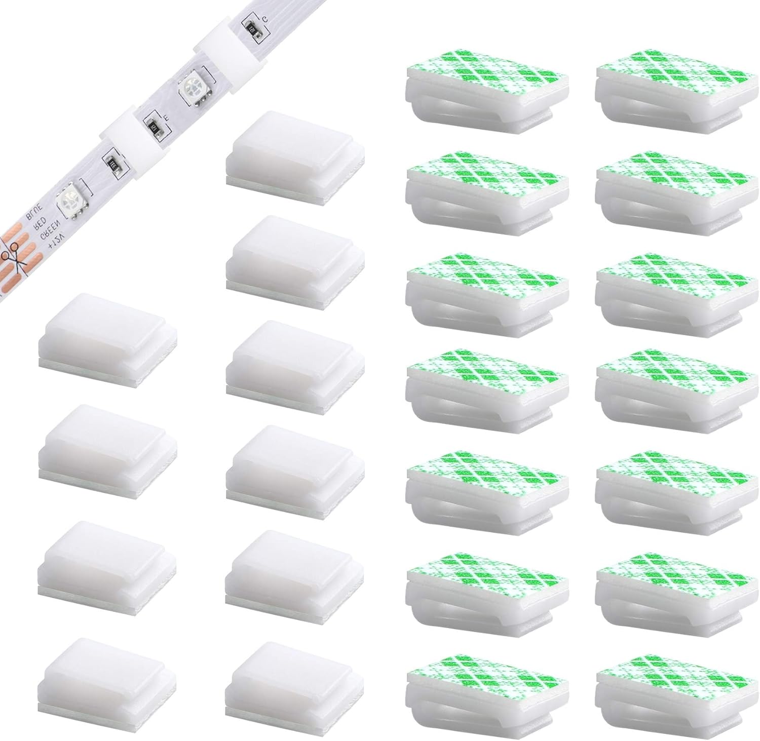 Augshy 60 Pcs White Led Light Strip Mounting Clips