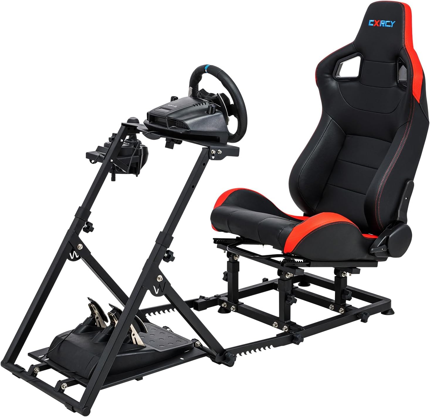 Cxrcy Racing Simulator Cockpit With Adjustable Seat For Logitech G25, G27, G29, G920 & Thrustmaster Wheels