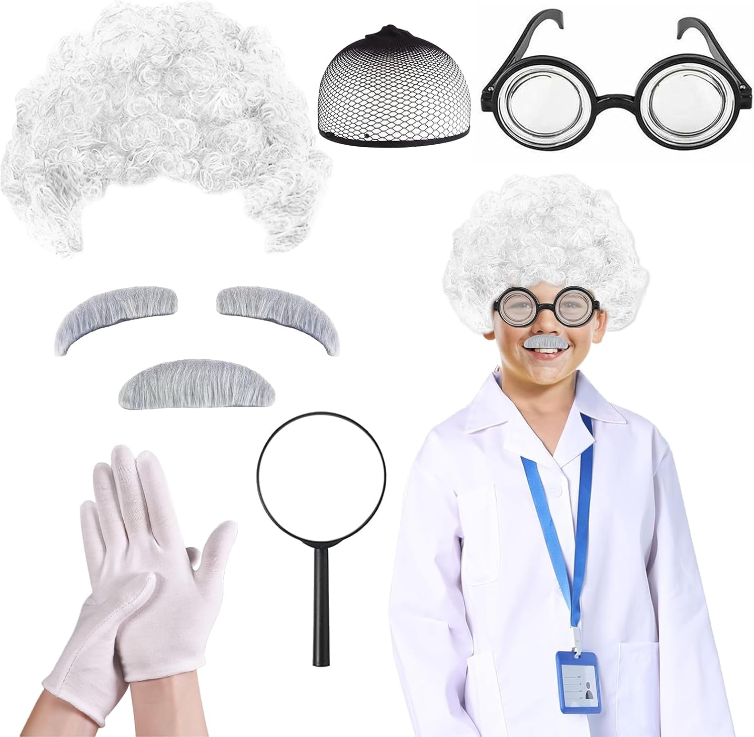 Kodepro 6 Piece Mad Scientist Costume Accessories Set For Kids