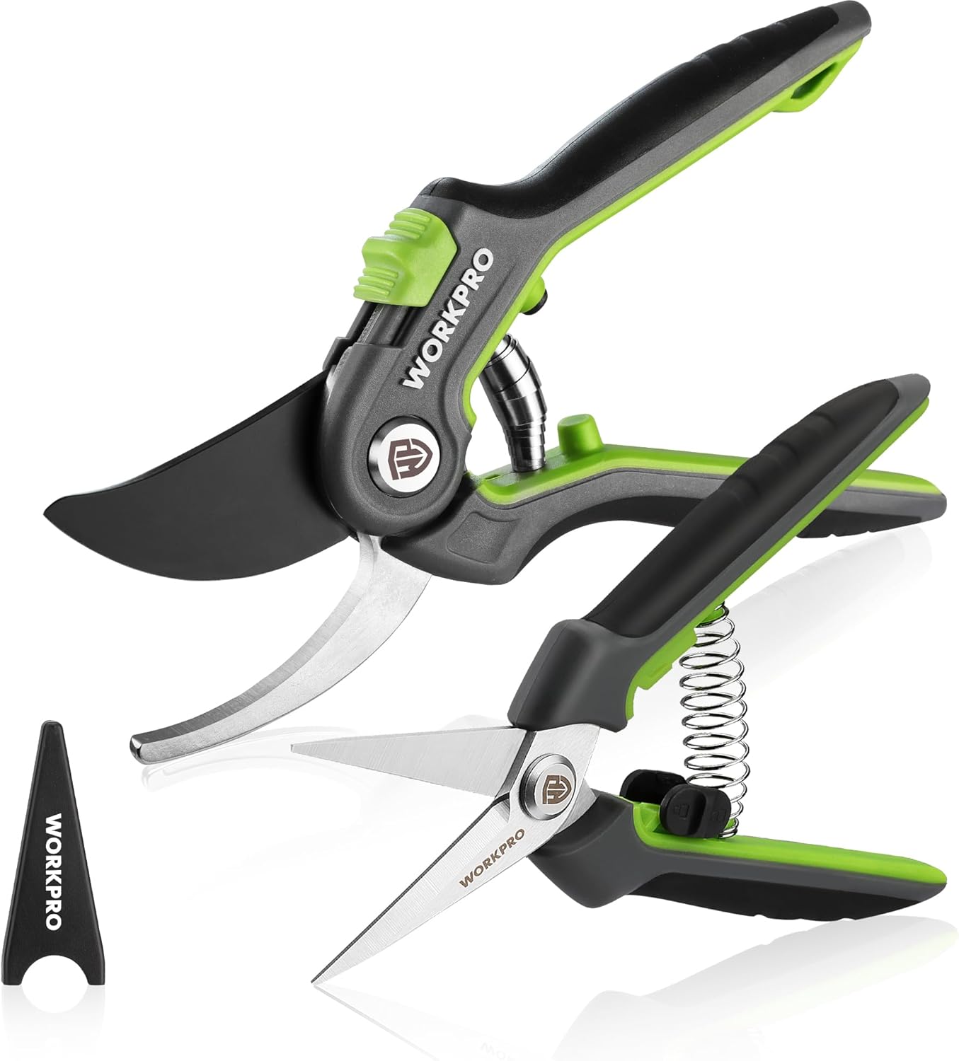 Workpro 2-Piece Secateurs & Pruning Scissors Set, Heavy Duty Bypass Secateurs With Sk5 Blades