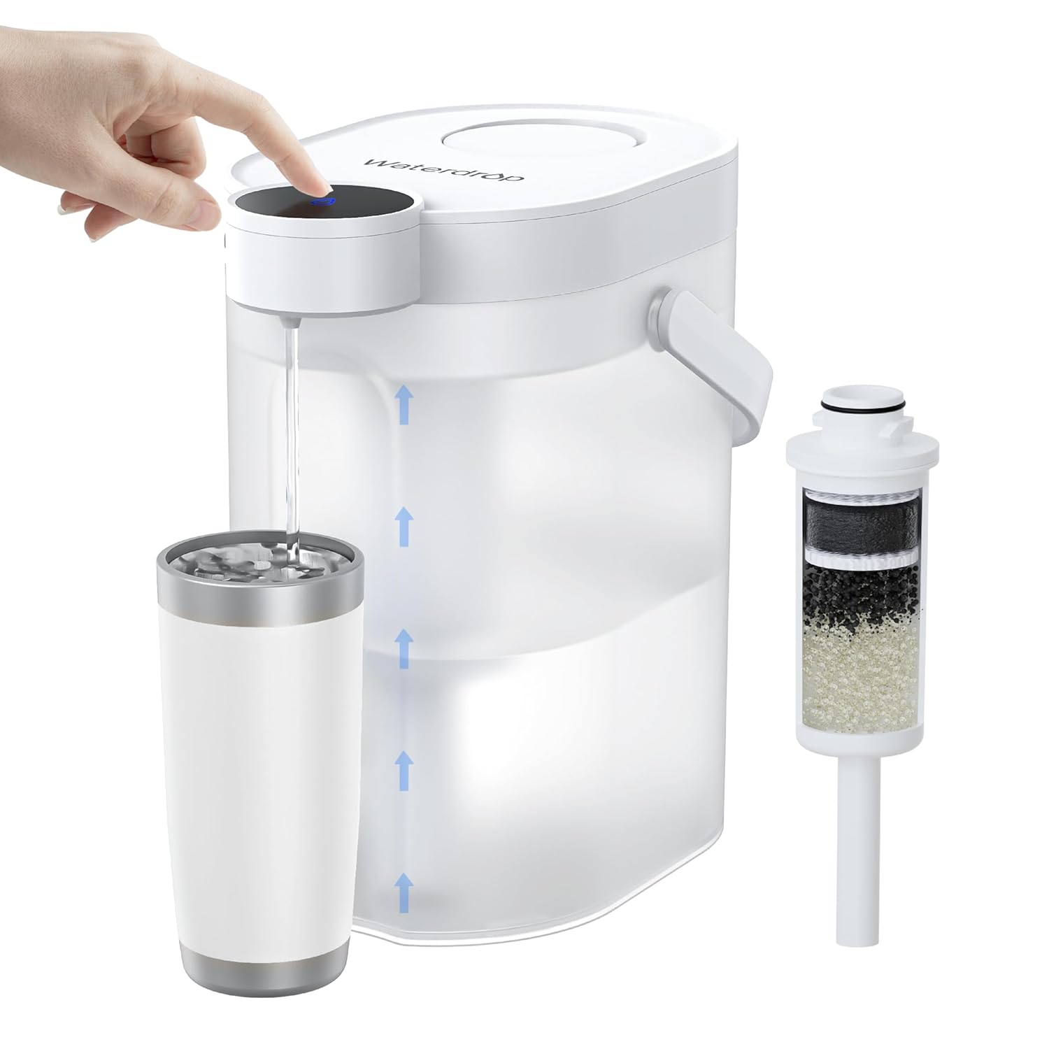 Waterdrop Freshtaste Soften Water Instant Electric Rechargeable Water Filter Jug, 4L Wd-Ed06W White