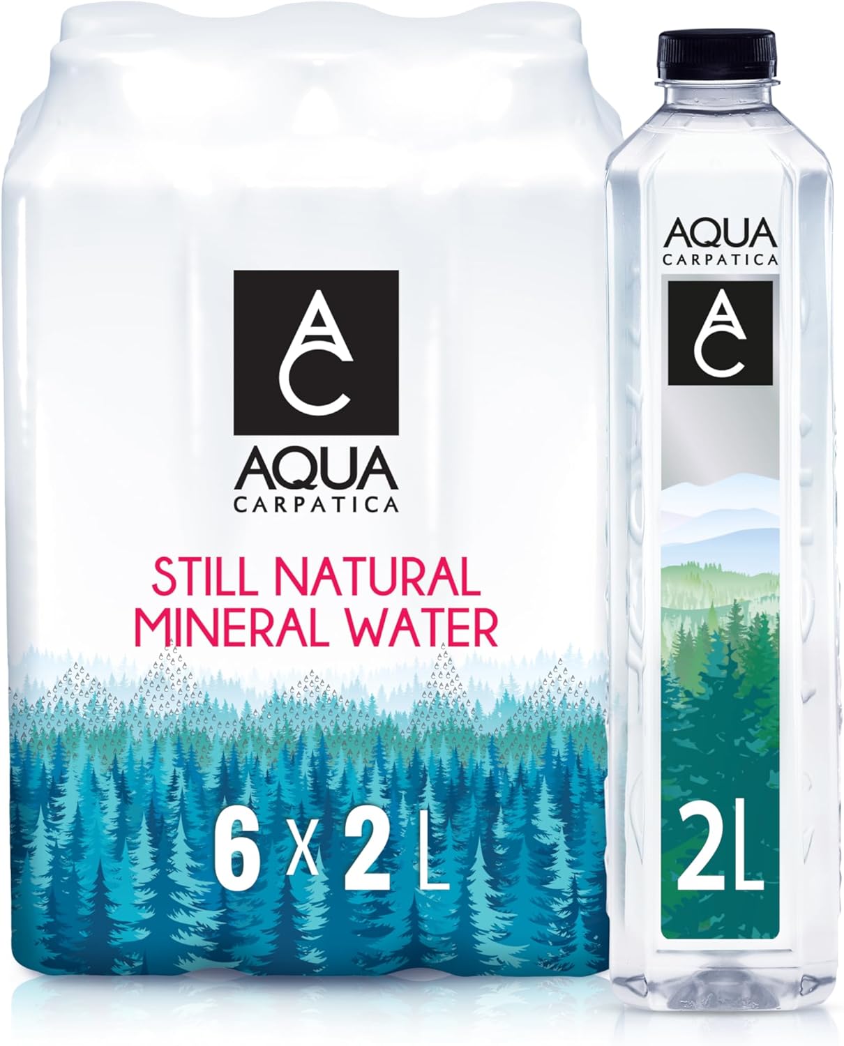 Aqua Carpatica Natural Still Mineral Water 6 X 2L Bottles - Virtually Nitrate Free & Low Sodium