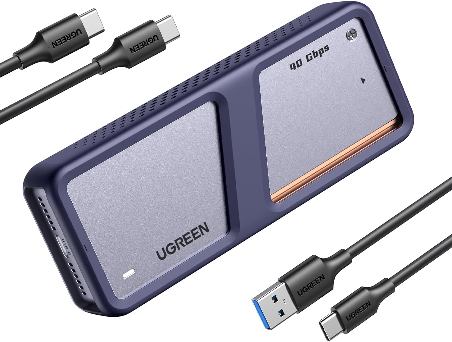 Ugreen M.2 Nvme Ssd Enclosure 40Gbps Aluminum With Cooling Fan And Usb 4.0 Compatibility