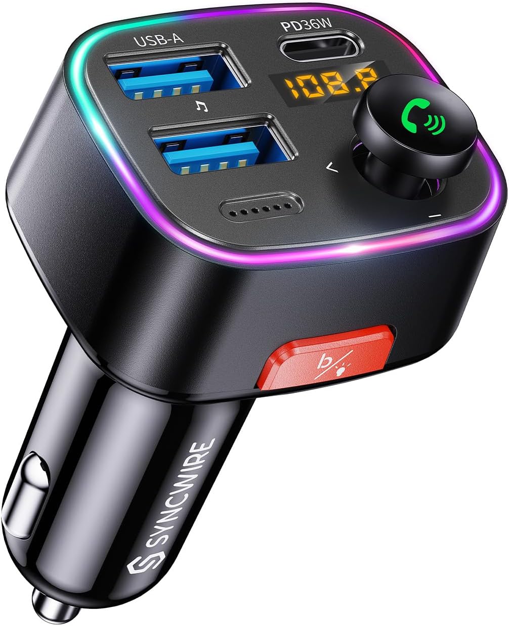 Syncwire Bluetooth 5.4 Fm Transmitter Car Adapter Sw-Xc725 With Hifi Sound & Hands-Free Calling