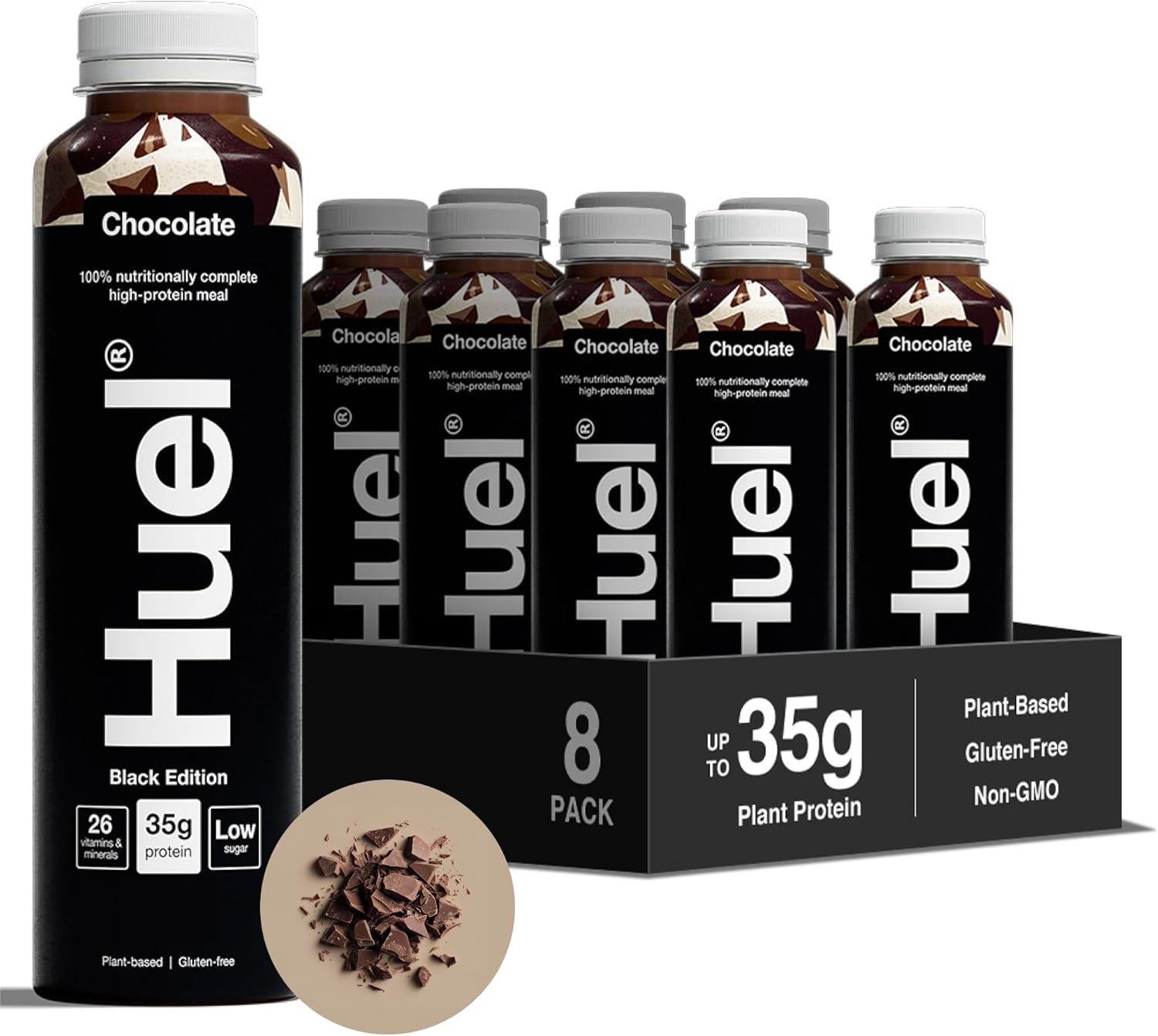Huel Black Edition Ready-To-Drink Protein Shake 8 X 500Ml Bottles Chocolate Flavour