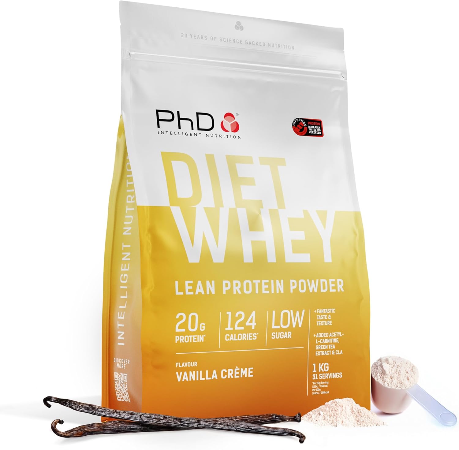 Phd Nutrition Diet Whey Lean Protein Powder 1Kg - Vanilla Crème Flavour