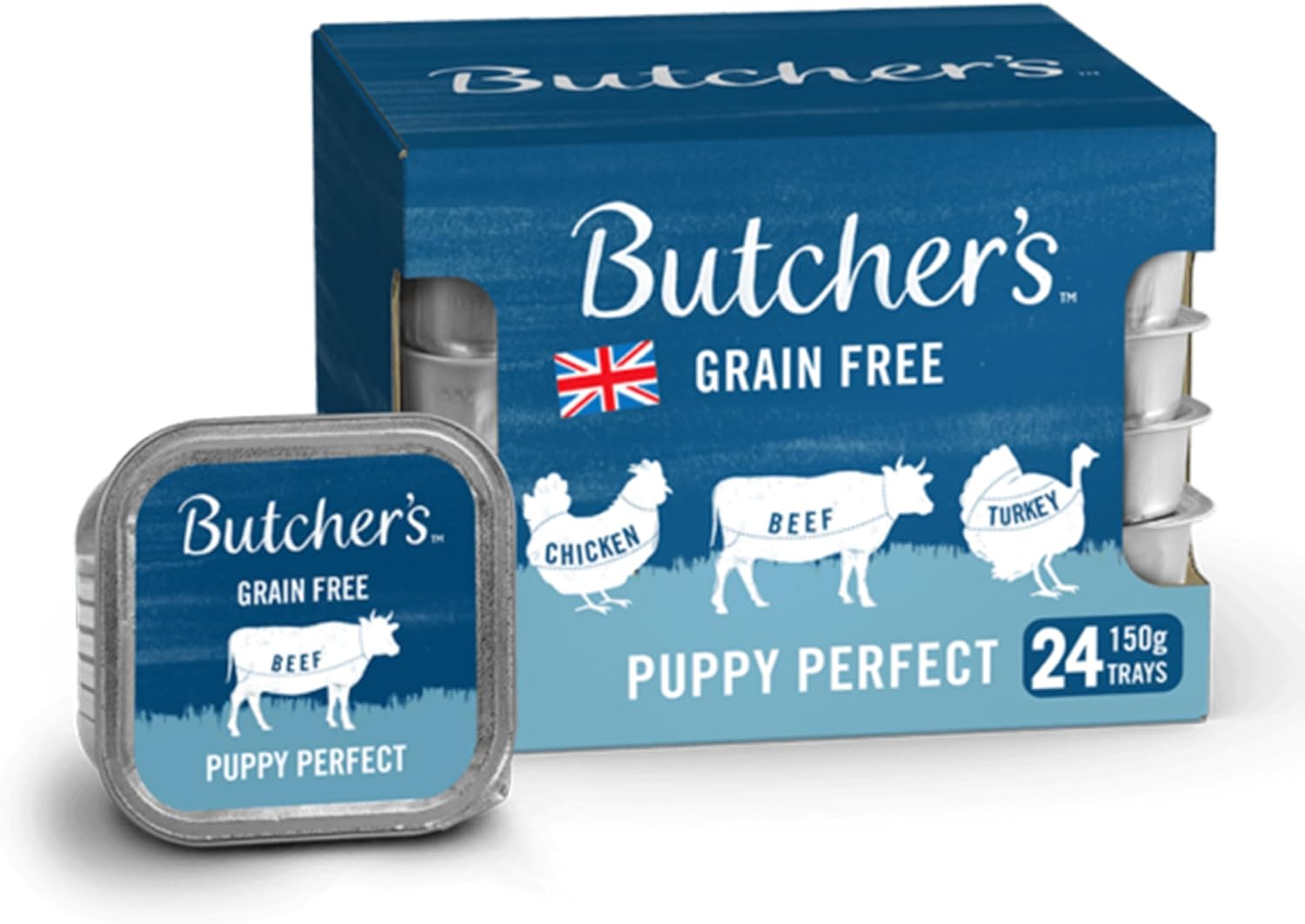 Butcher's Puppy Perfect Dog Food Trays 24X150G Grain-Free Dog Food