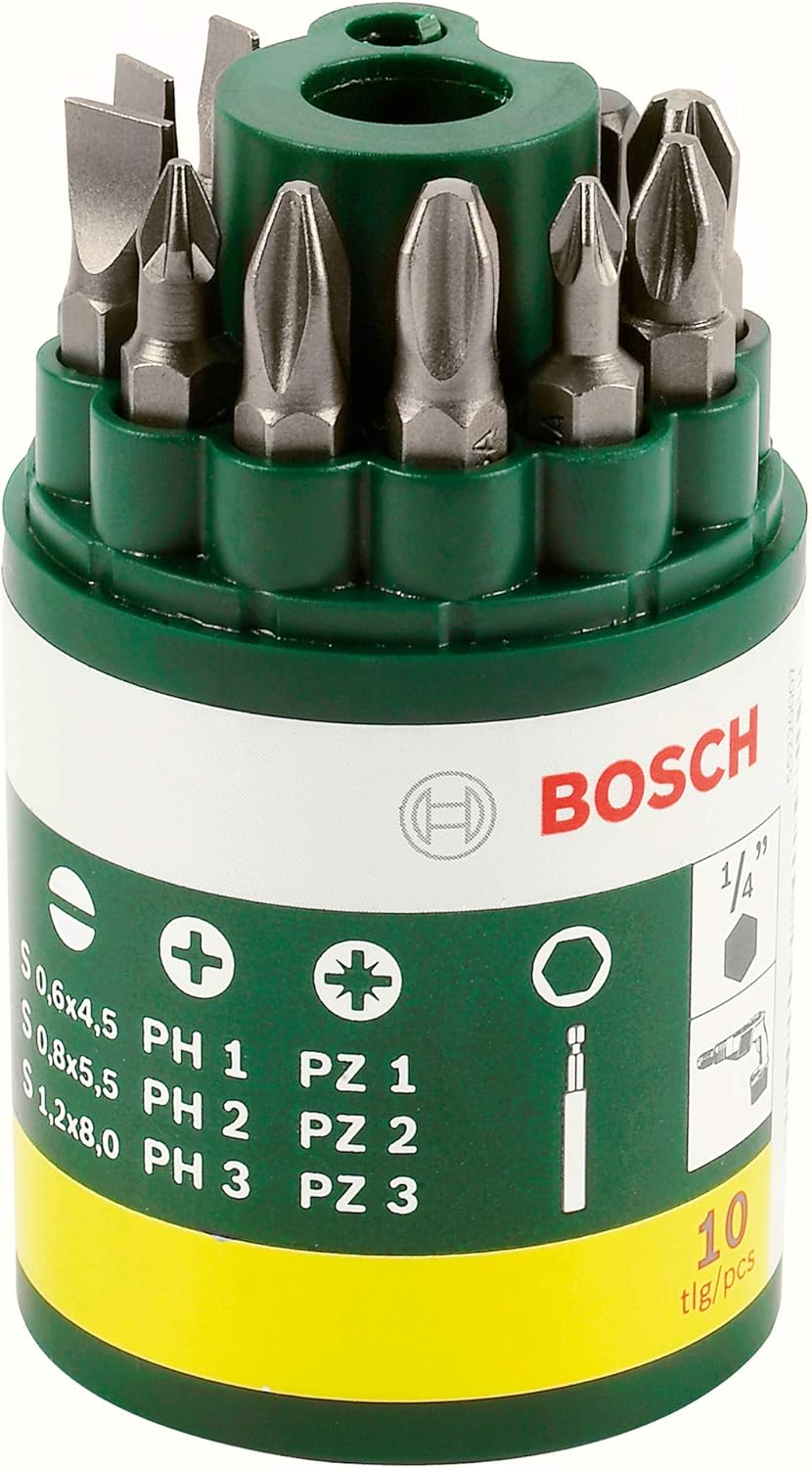 Bosch 10 Piece Screwdriver Bit Set (Ph, Pz, S)