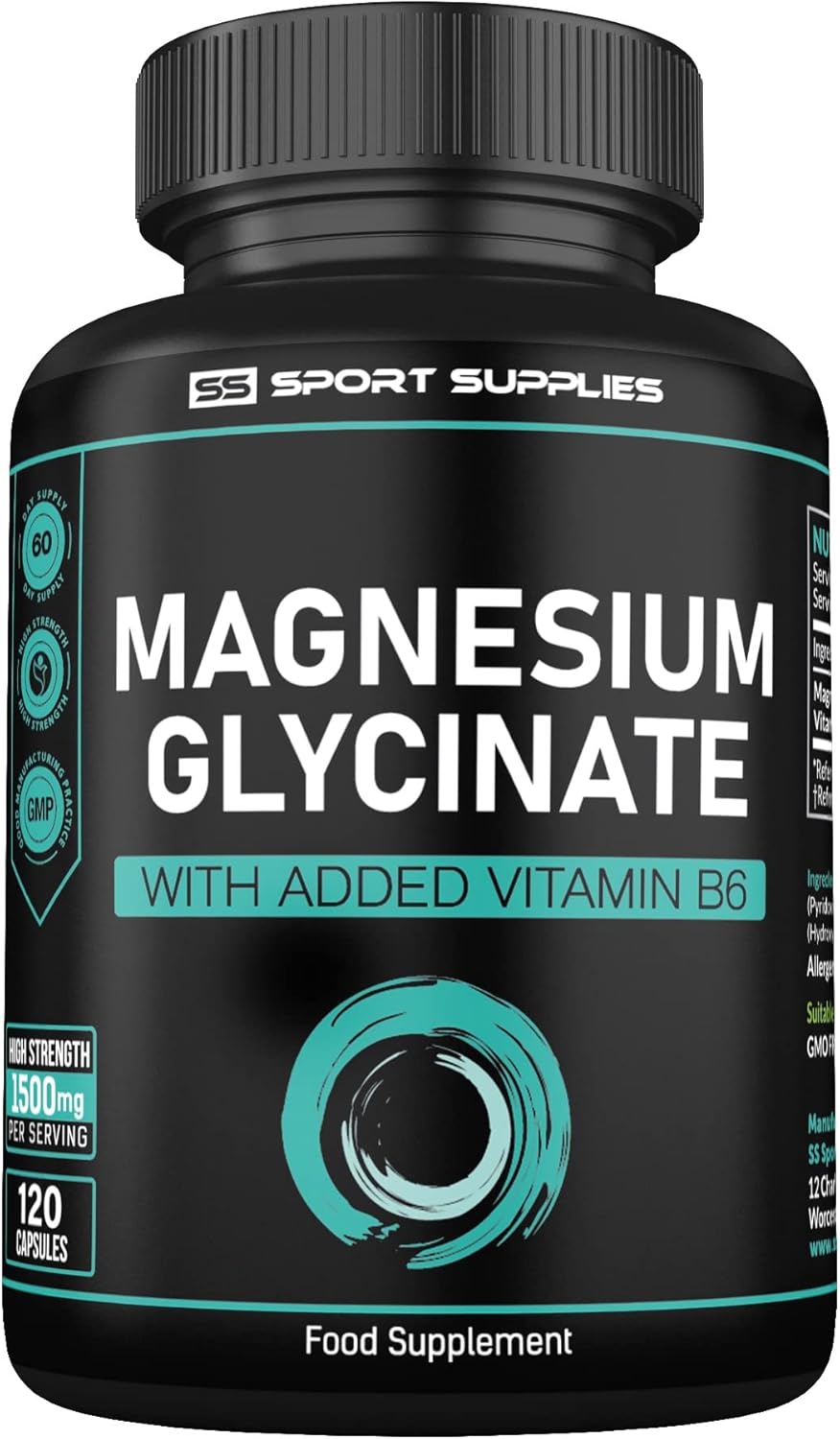 Ss Sport Supplies Magnesium Glycinate Supplements 1500Mg With Vitamin B6 - High Strength Capsules