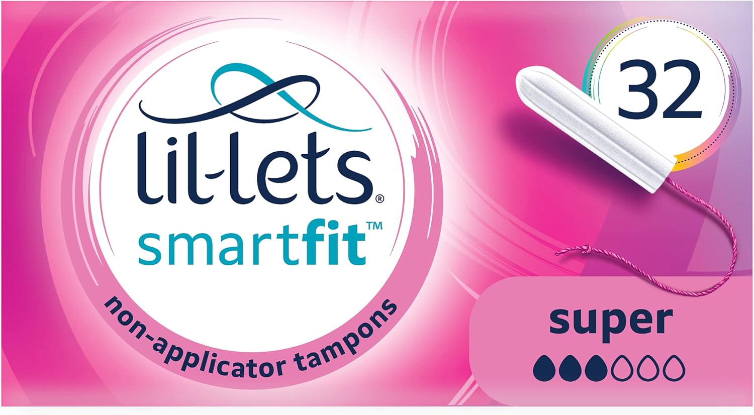 Lil-Lets Non-Applicator Super Tampons, 32 Count, Medium To Heavy Flow