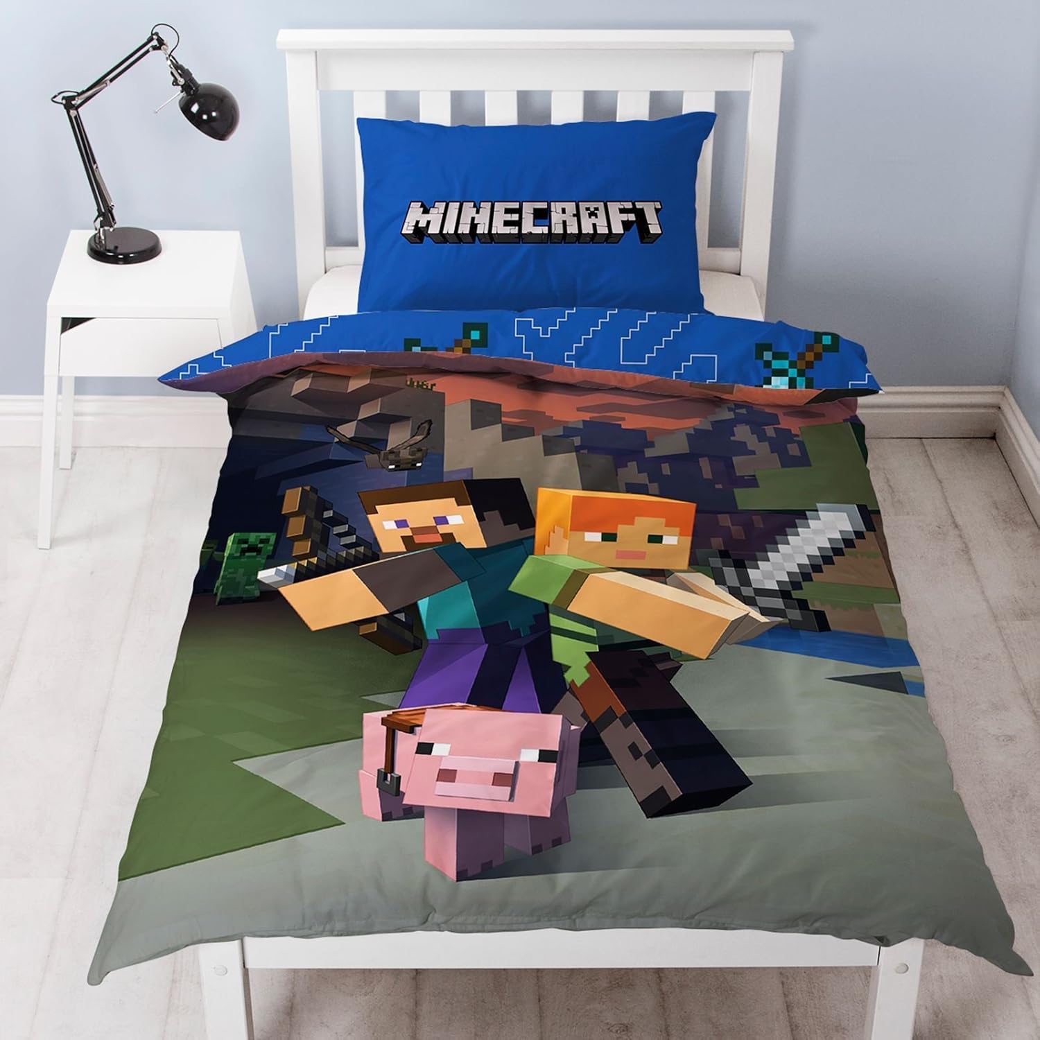 Style It Up Minecraft Reversible Cube Single Duvet Quilt Cover Set