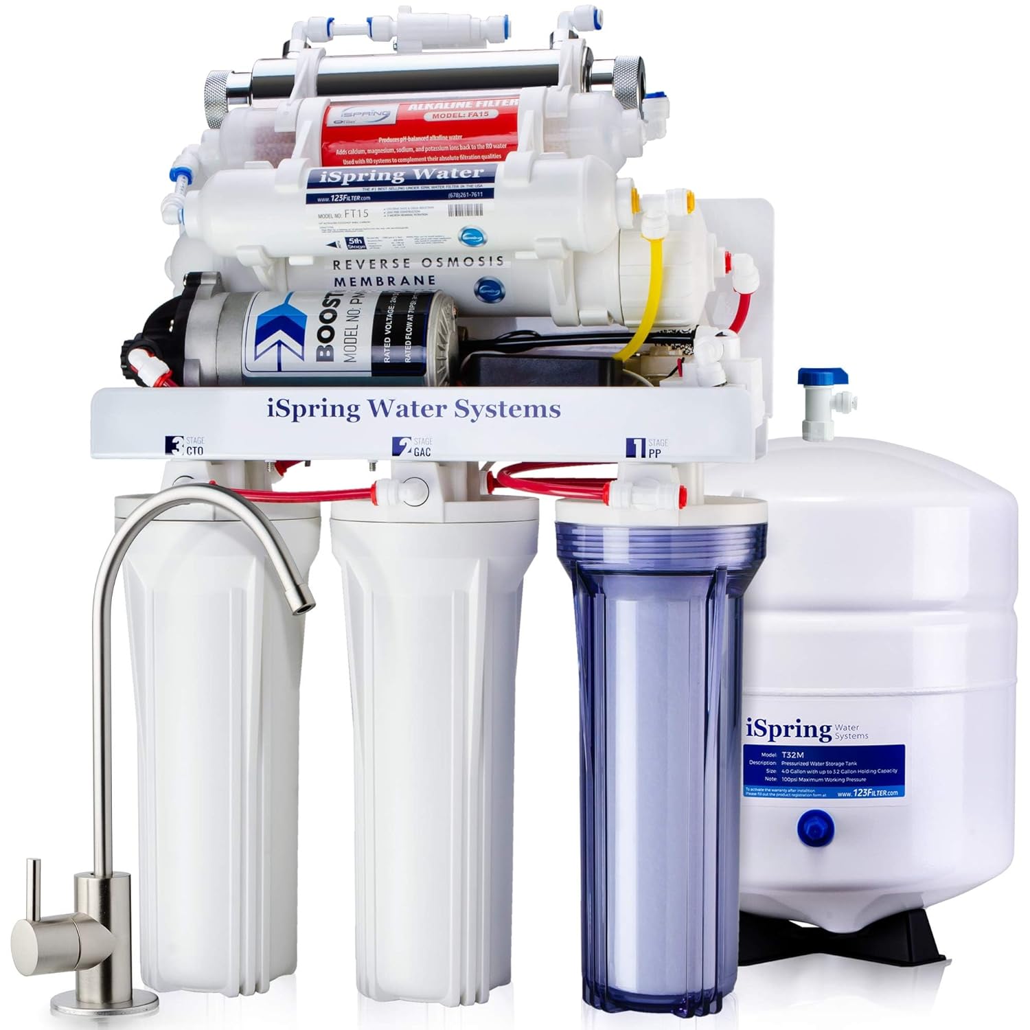 Ispring Rcc1Up-Ak 7-Stage Reverse Osmosis Water Filtration System With Alkaline Remineralization And Uv Filter