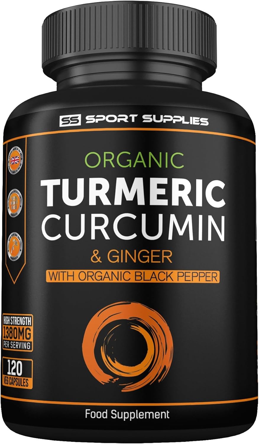 Organic Turmeric Capsules High Strength With Black Pepper & Ginger 1380Mg By Ss Sport Supplies